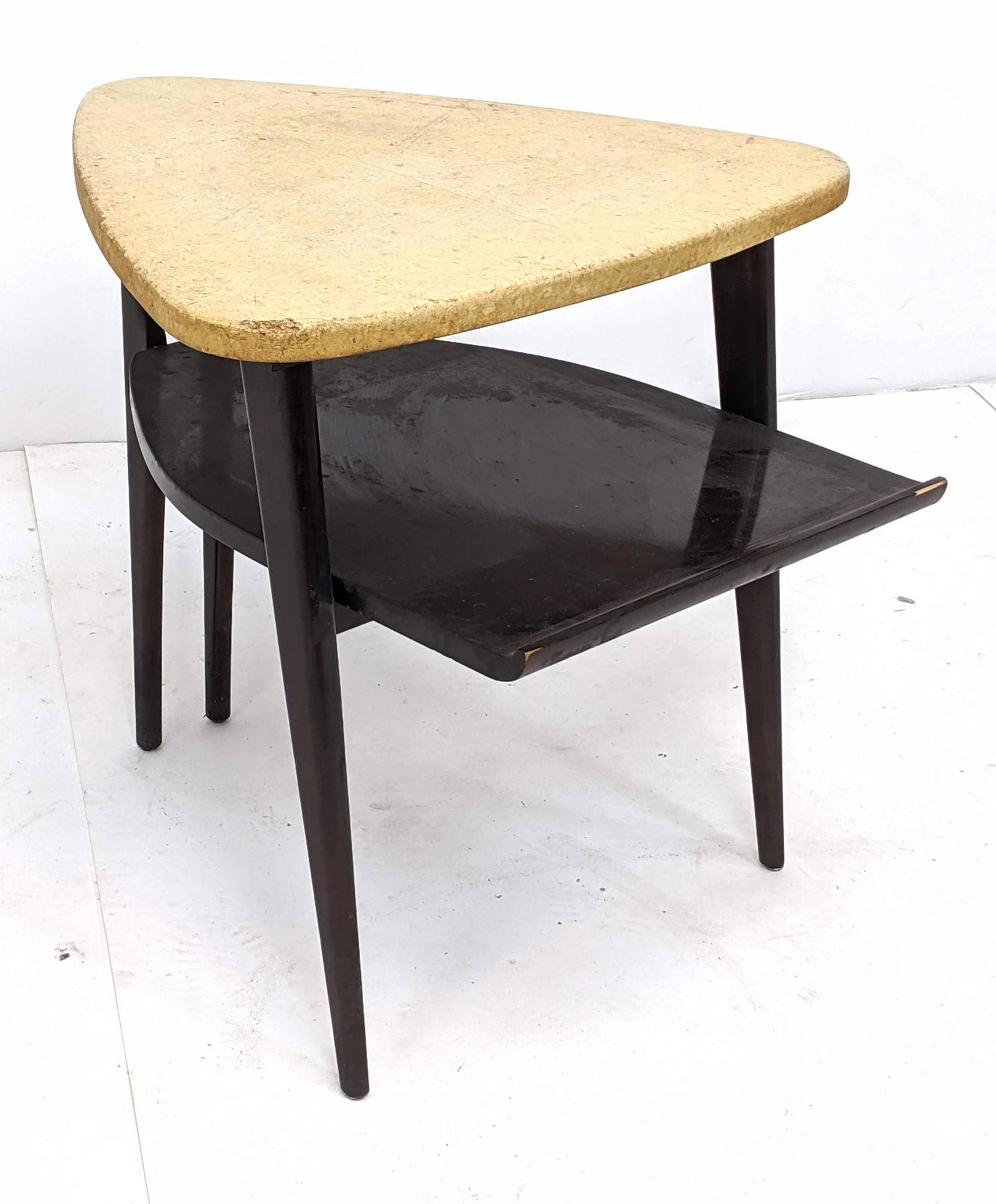 PAUL FRANKL Cork Top Triangular Side Table. Long lower (1 of 12)