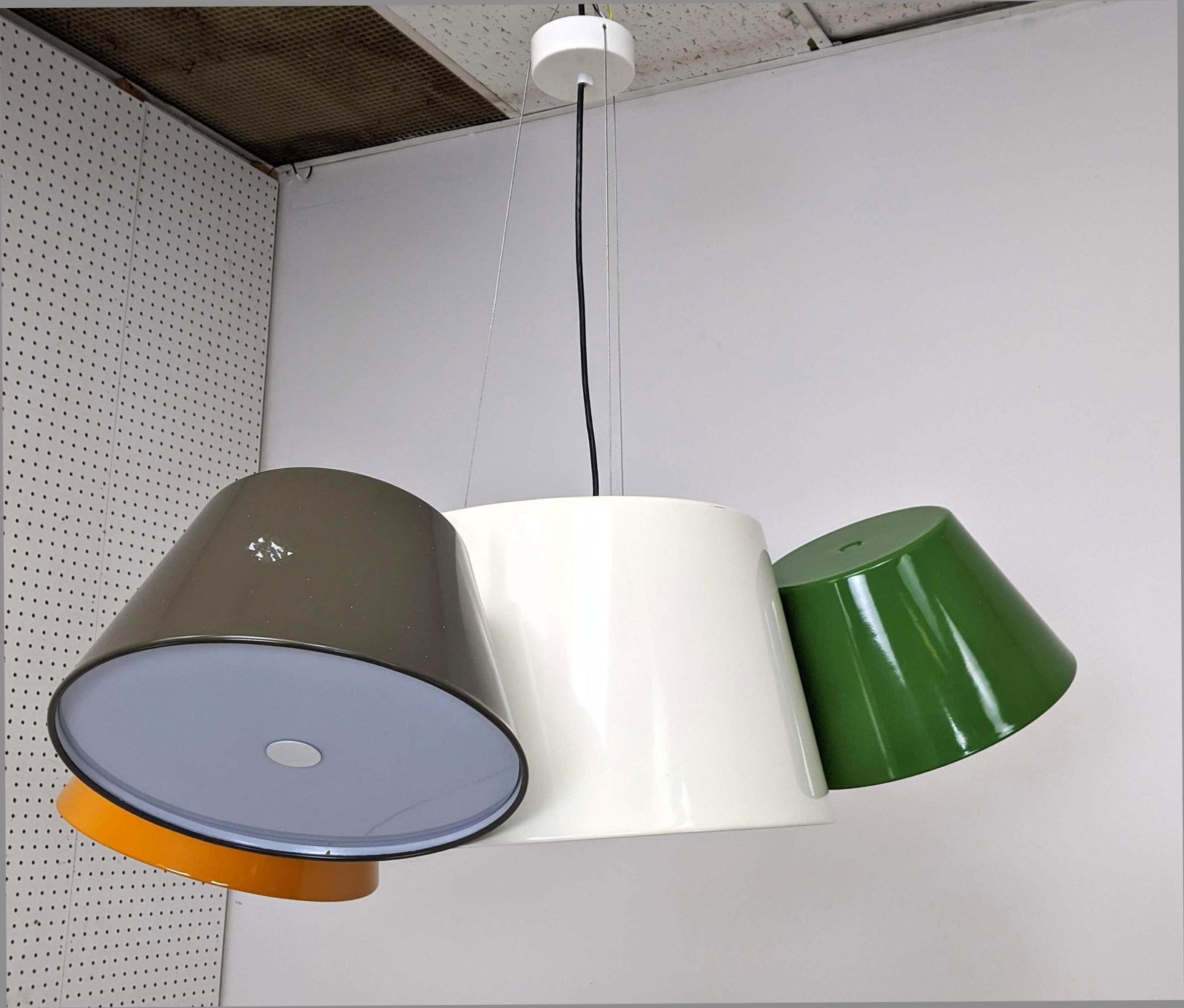 Modernist Enameled Metal Chandelier Hanging Pendant Lig (1 of 7)