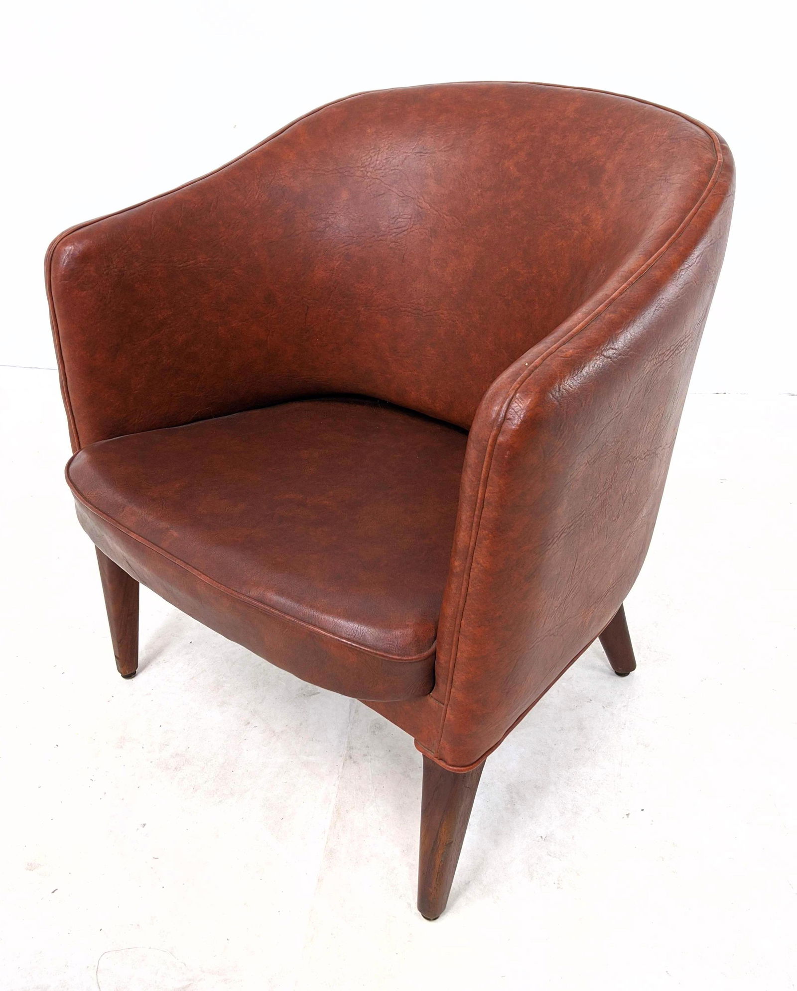 Ward Bennett Style Barrel Back Lounge Chair Wooden Tape (1 of 9)