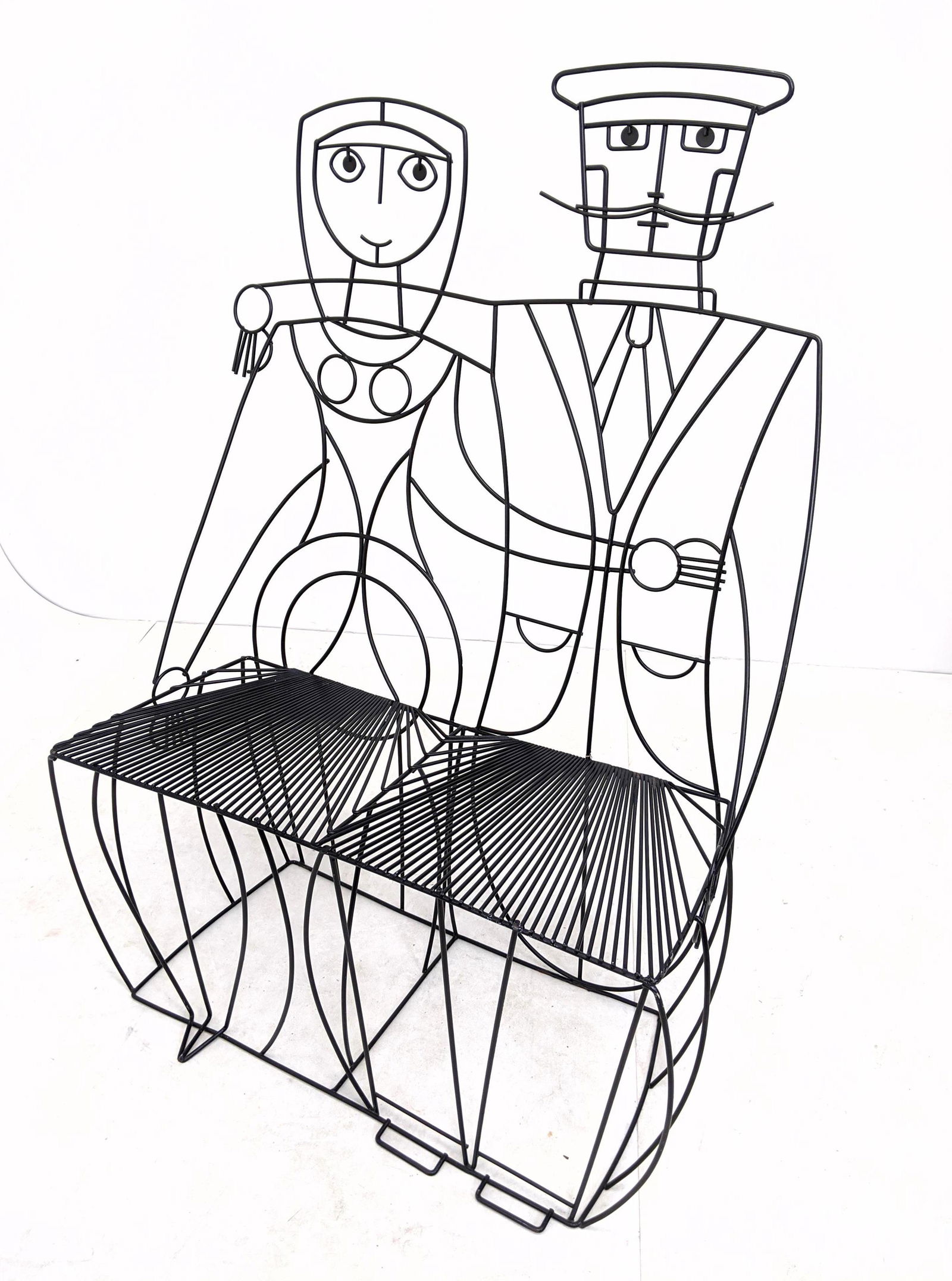 JOHN RISLEY Figural Bench Settee. Male & Female Couple (1 of 8)