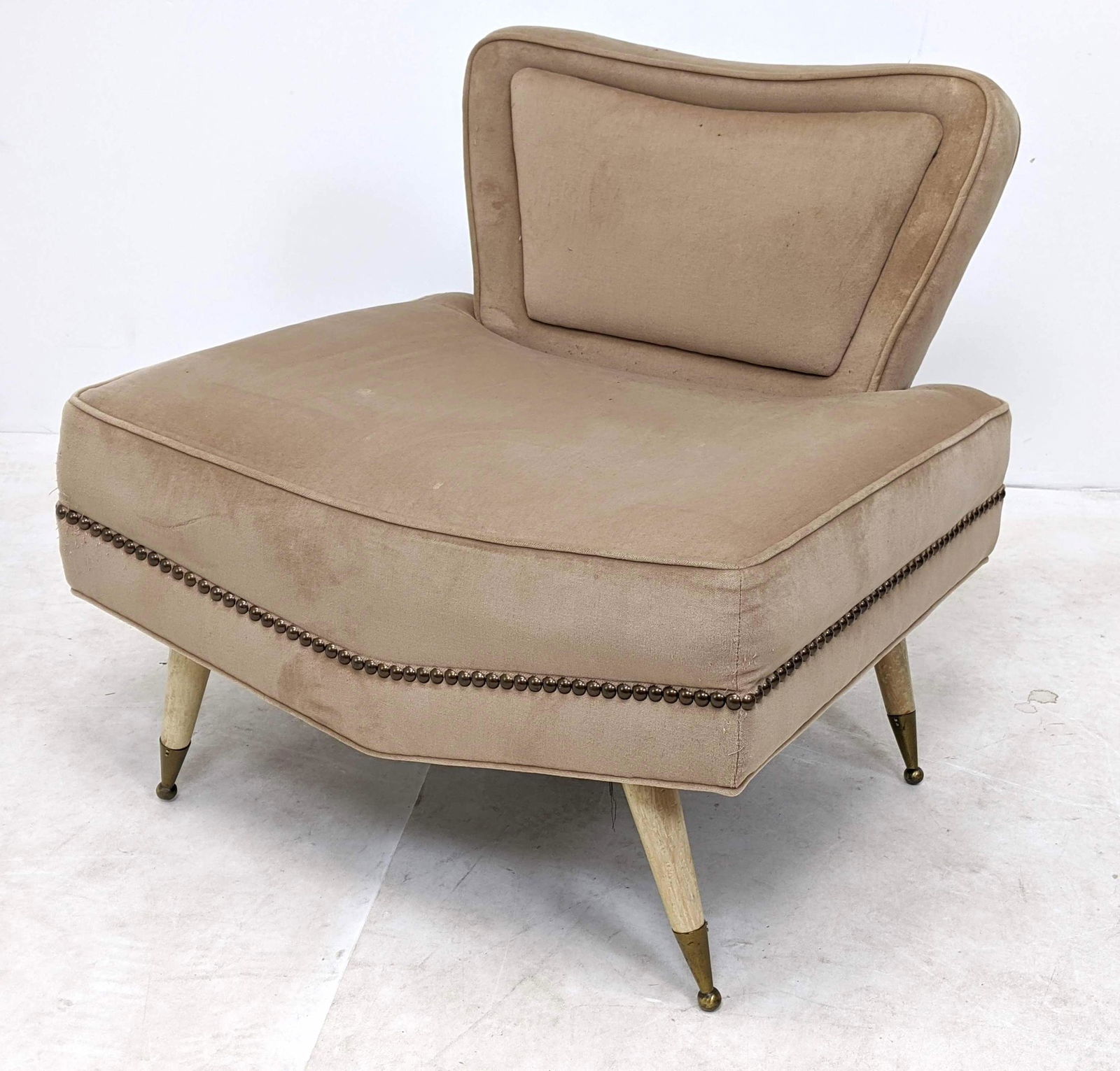 Modernist Italian Style Slipper Lounge Chair. Brass foo (1 of 10)
