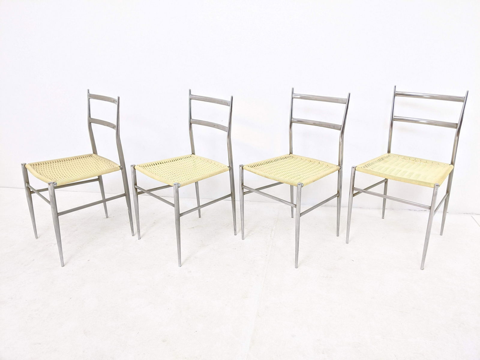 4 Gio Ponti Style Side Dining Chairs. Metal frames wove (1 of 11)