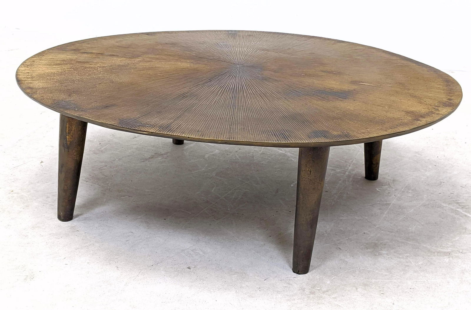 Modernist Brass Sunburst Cocktail Coffee Table.  Bronze (1 of 9)