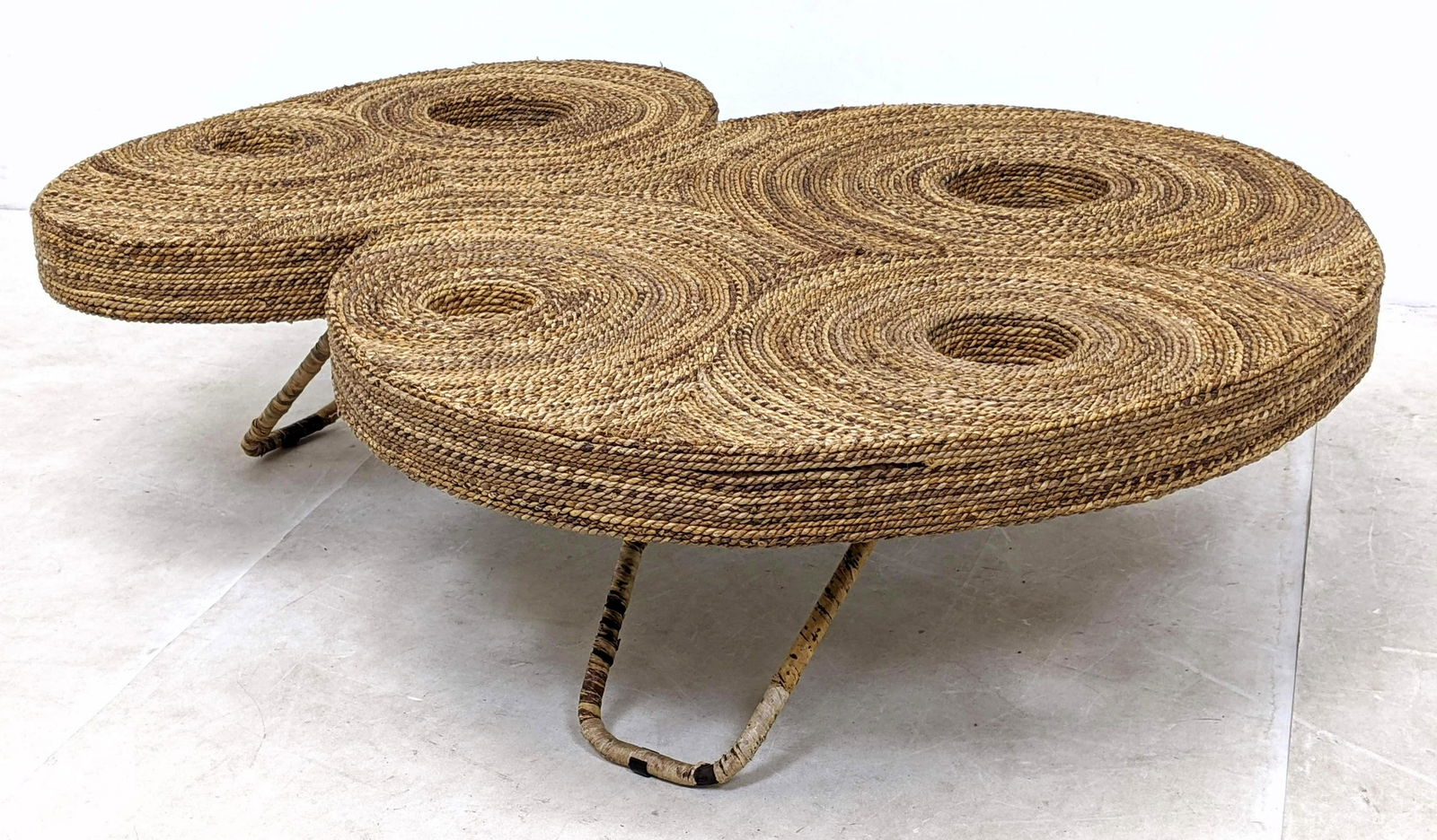 Lg Modernist Woven Wrap Coffee Cocktail Table. Woven wr (1 of 7)
