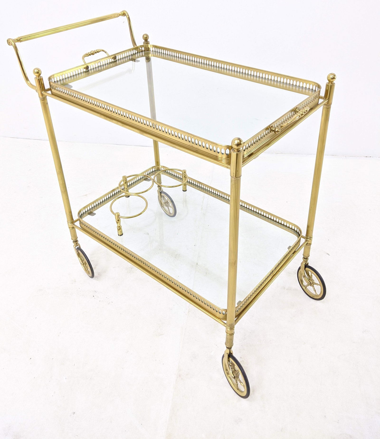 Italian Style Brass & Glass Trolley Tea Bar Cart. Remov (1 of 8)