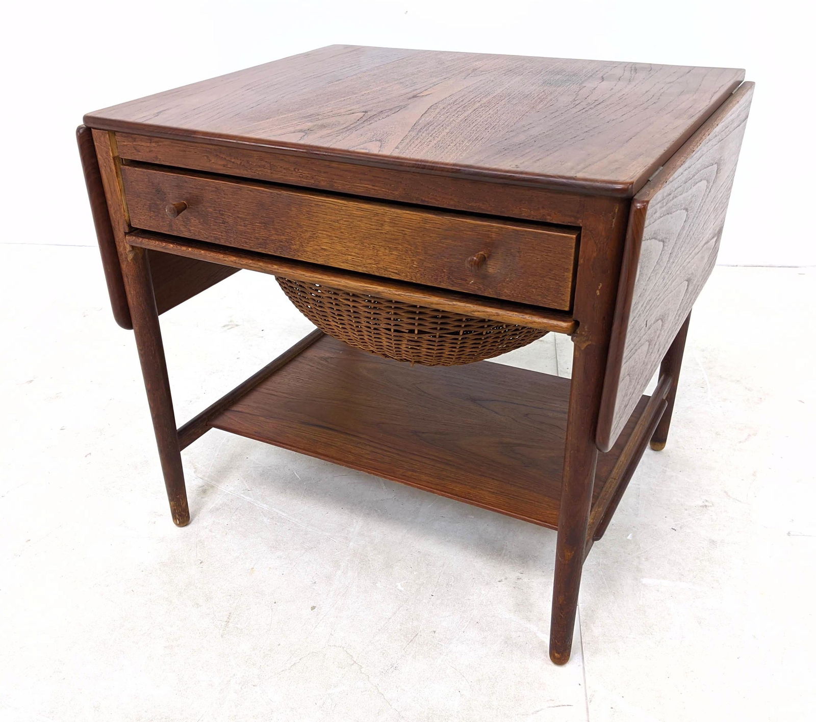 HANS J WEGNER Danish Modern Teak Sewing Stand Drop Side (1 of 13)