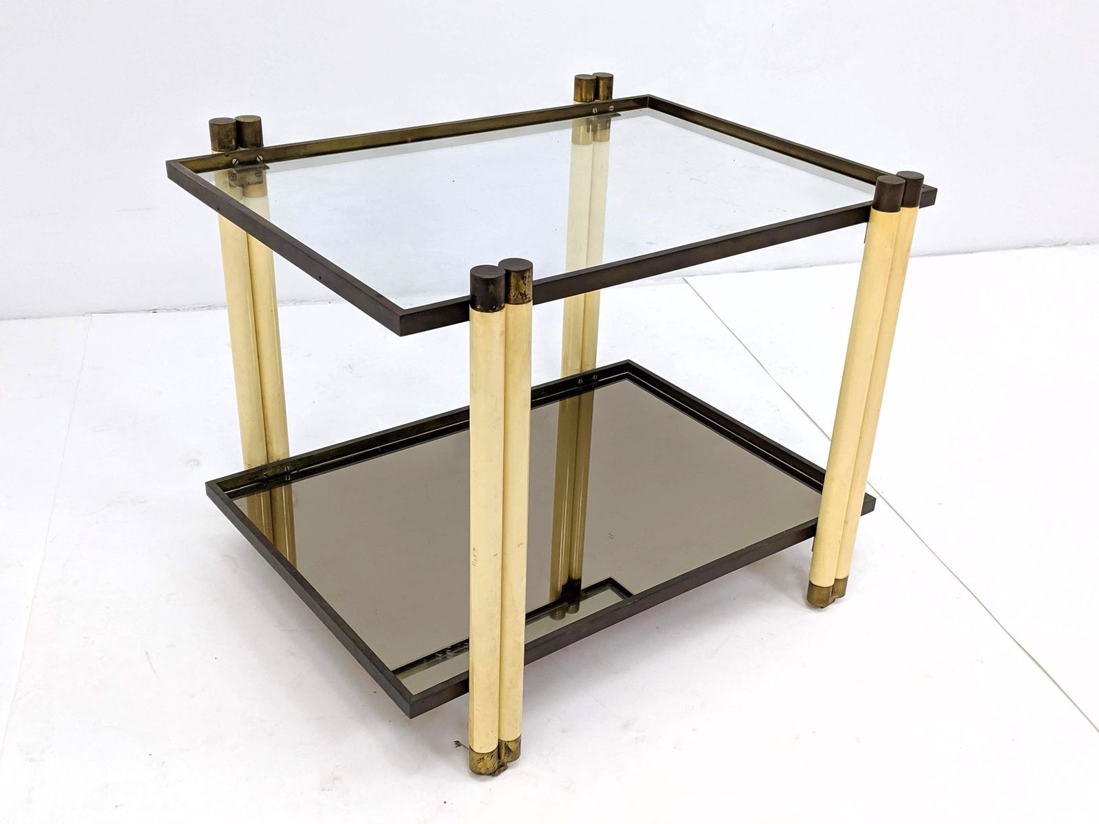 Gabriella Crespi Style Table. Modernist Glass Top Cream (1 of 9)