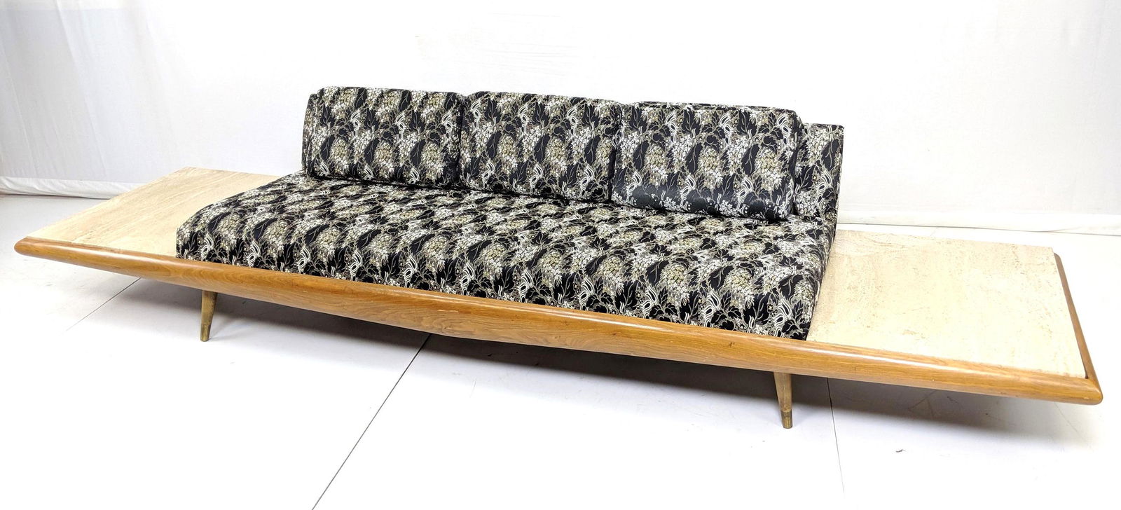 ADRIAN PEARSALL Sofa with Attached Travertine End Table (1 of 10)