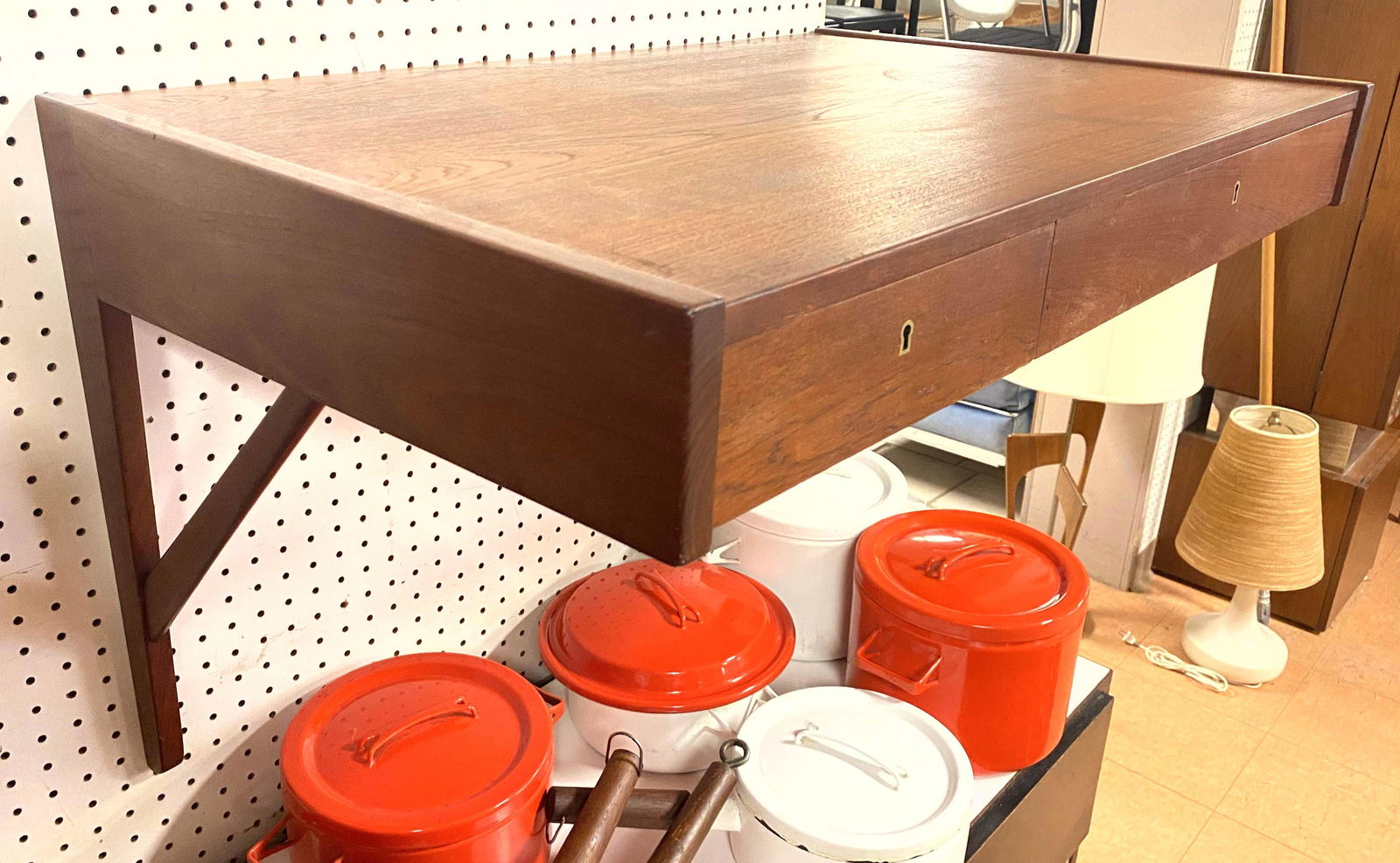 For Auction Danish Modern Teak Wall Mounted Desk With Drawer