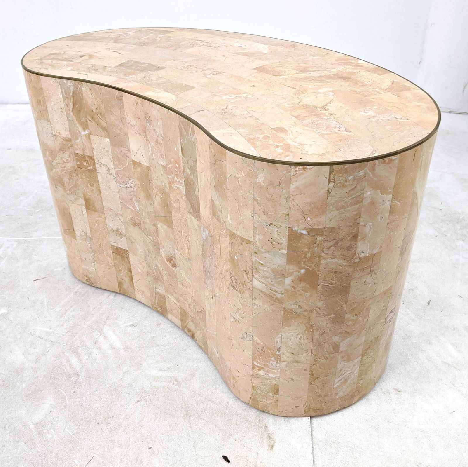 Maitland Smith style Kidney Shape Marble Tile Side Tabl (1 of 8)