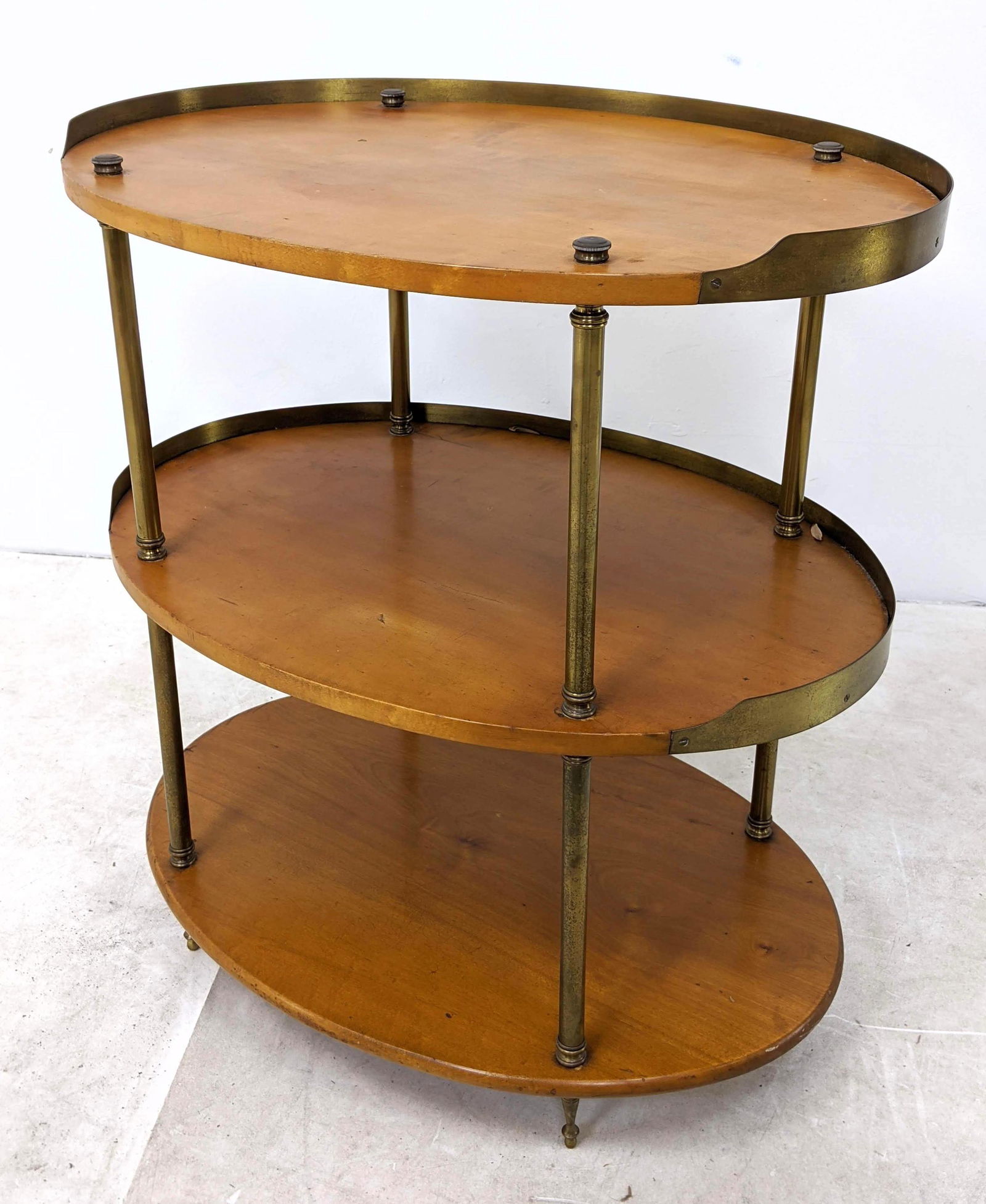 Decorator 3 Tier Brass Bound Serving Stand Table. (1 of 11)