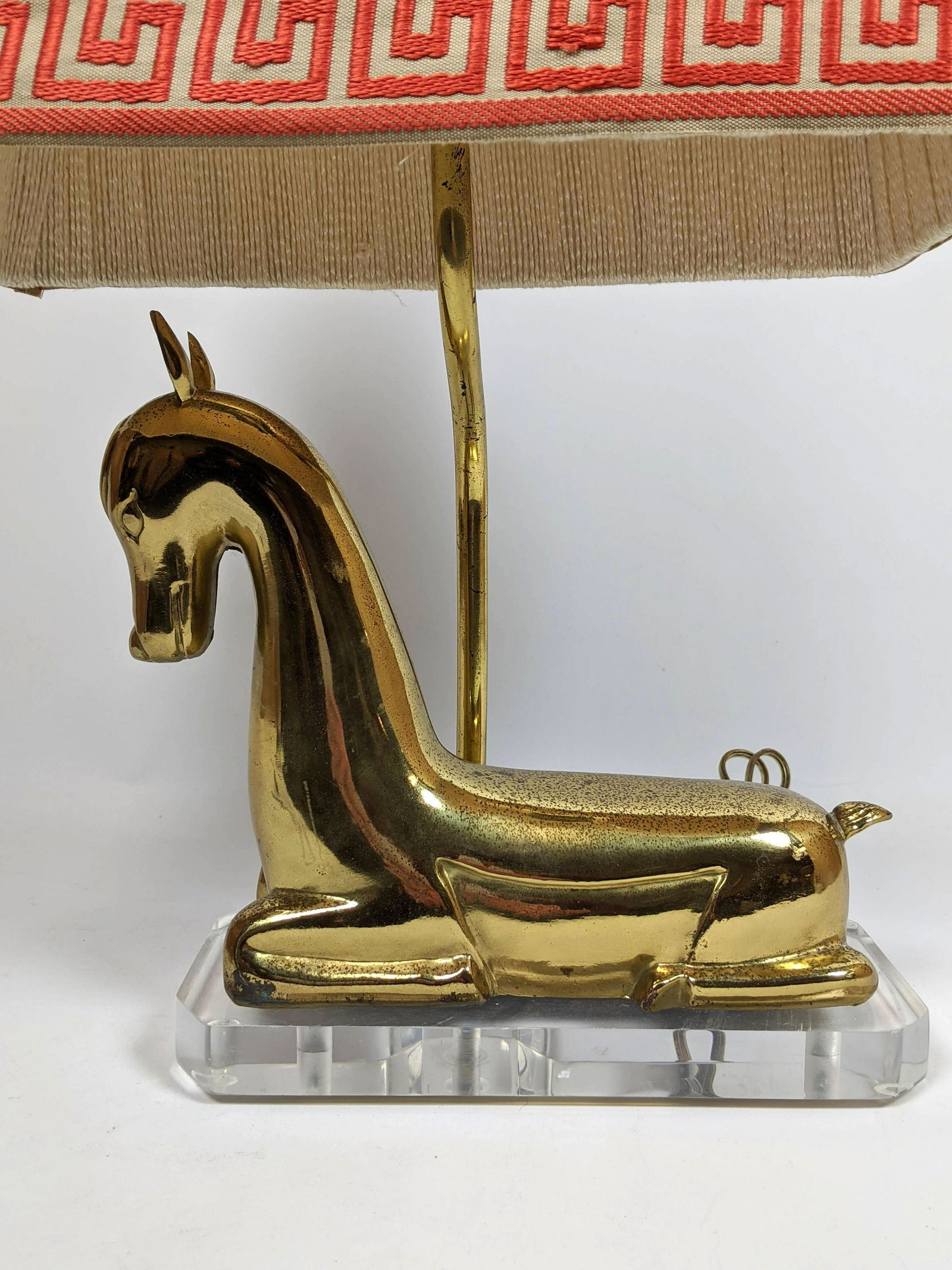 Decorator Brass Figural Deer Table Lamp w/ Lucite Base (1 of 10)