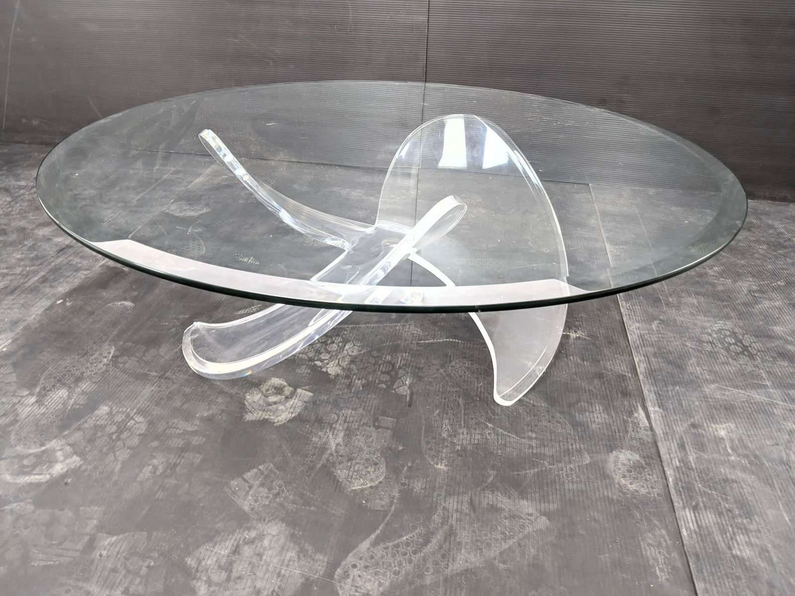 Modernist Lucite & Glass Top Coffee Table. Propeller ac (1 of 7)