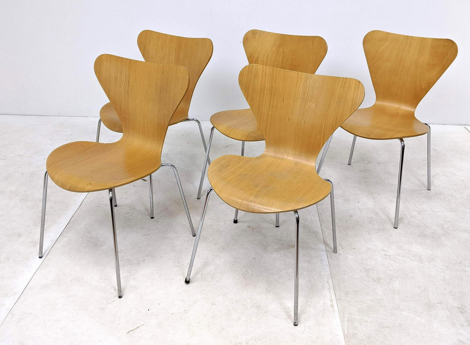 5pc FRITZ HANSEN Danish Modern "Ant Chairs". Marked. (1 of 14)