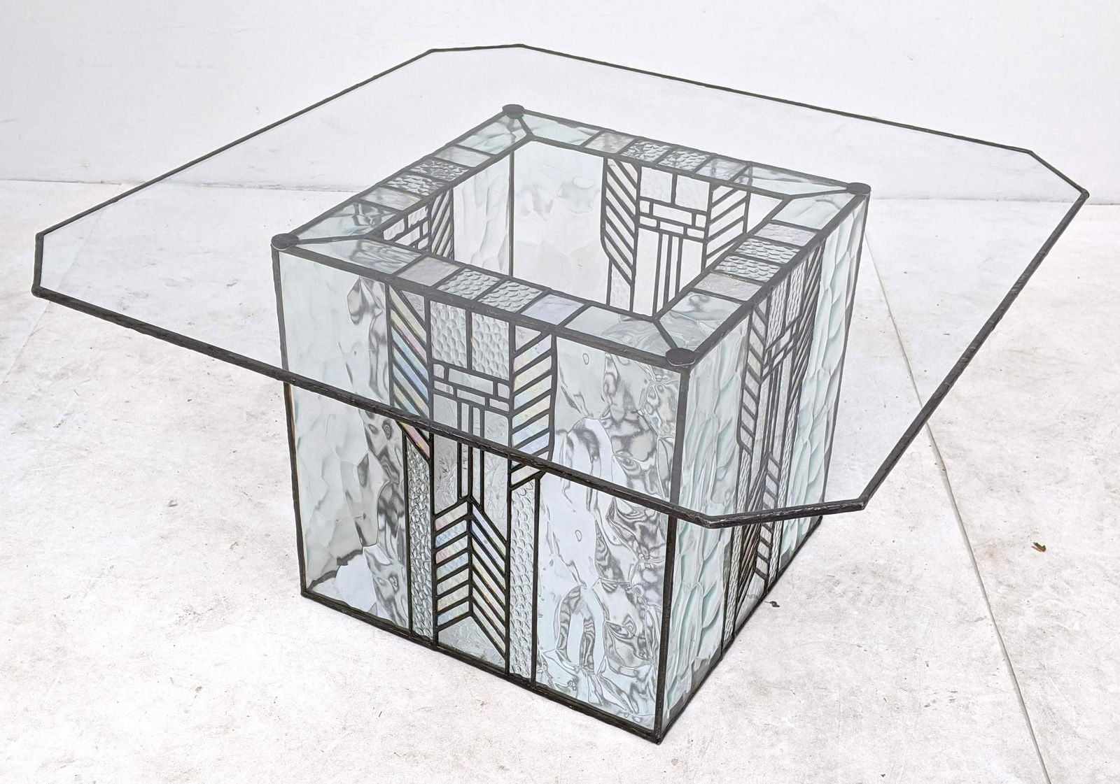 MICHAEL KESSLER Leaded Glass Coffee Cocktail Table (1 of 8)