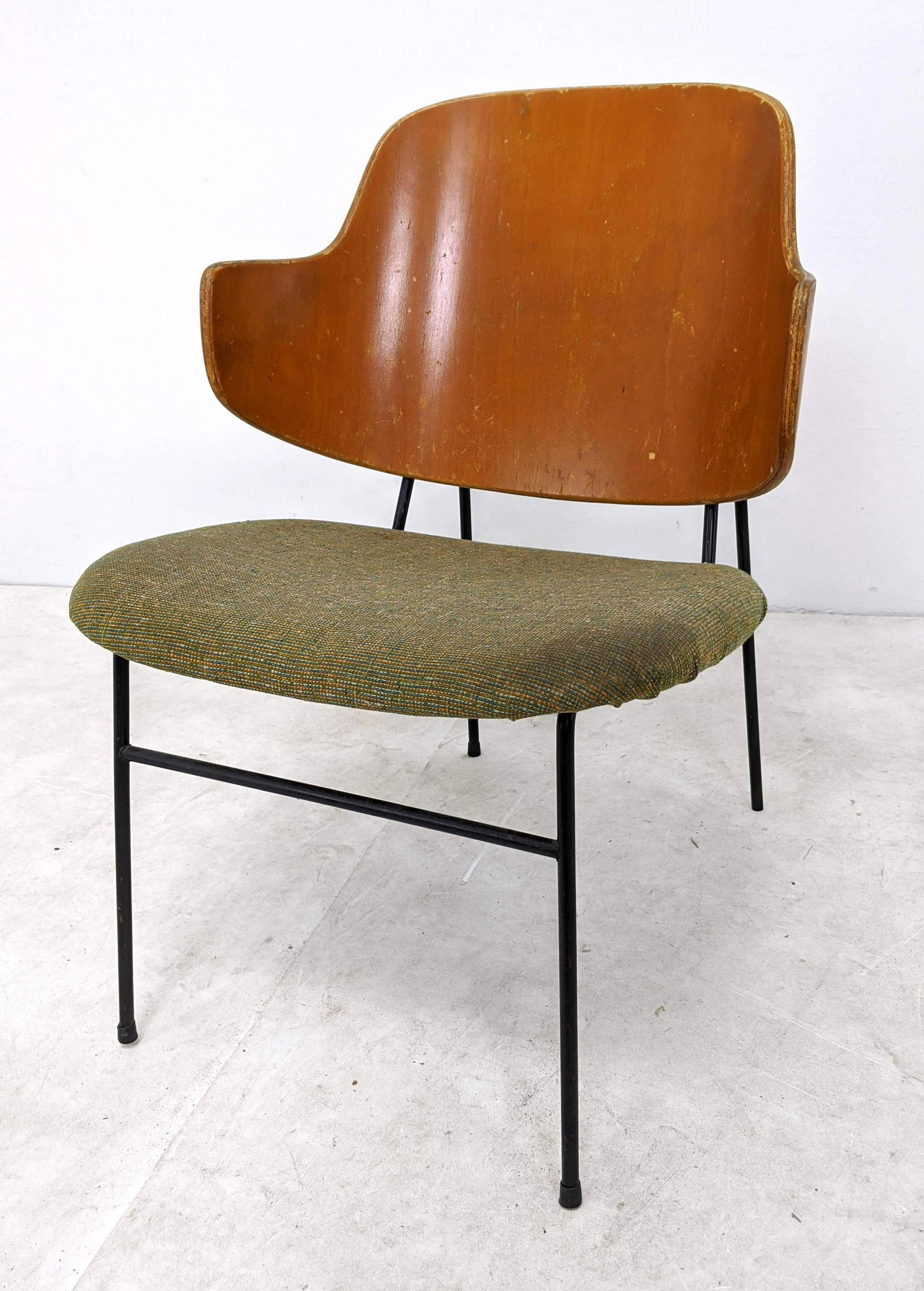 IB KOFOD LARSEN for SELIG Penguin Chair. Marked Made in: IB KOFOD LARSEN for SELIG Penguin Chair. Marked Made in Denmark.-- Dimensions: H: 29 inches: W: 22 inches: D: 24 inches ---