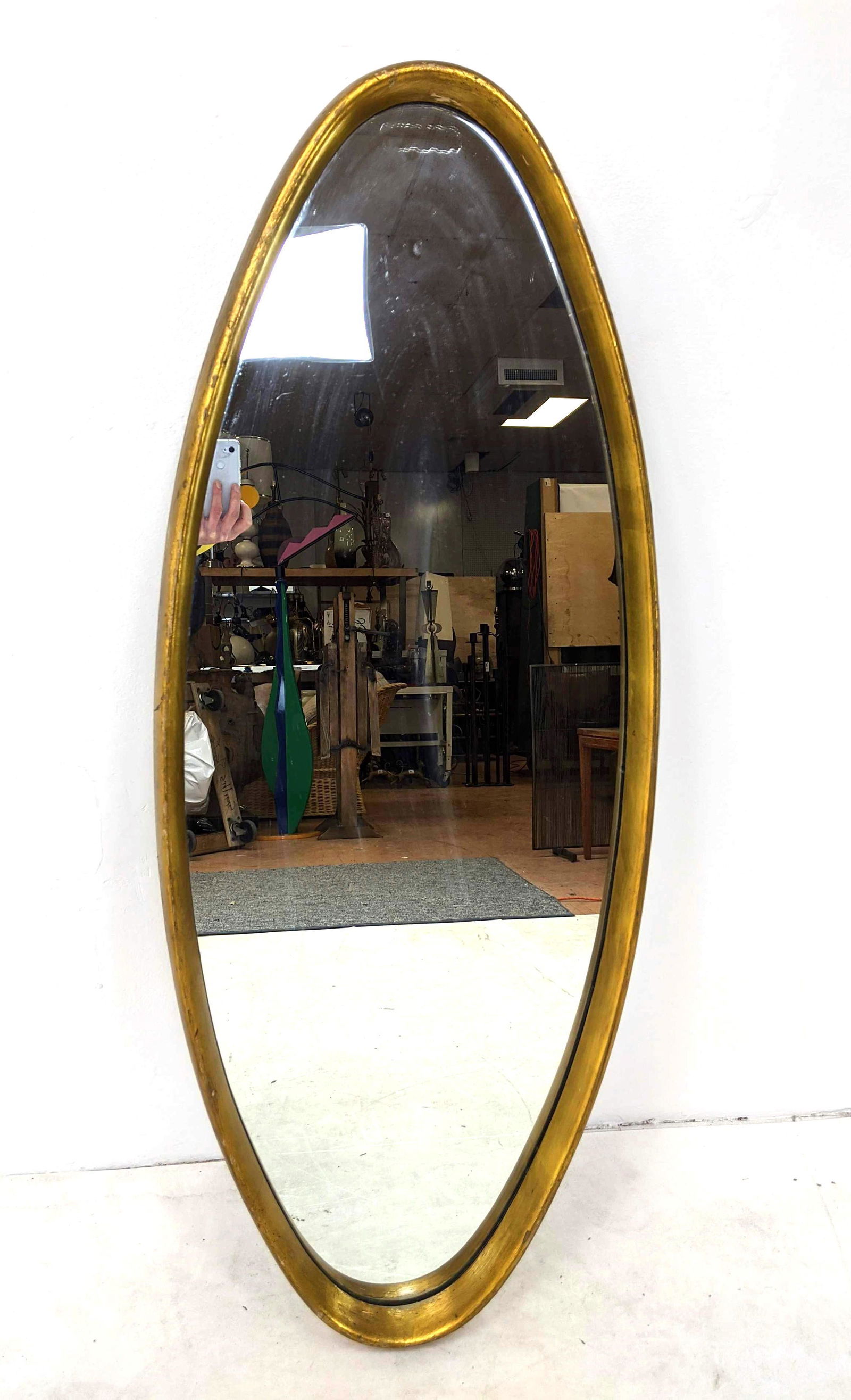 Decorator Gold Gilt Elongated Oval Wall Mirror.  wood f (1 of 6)