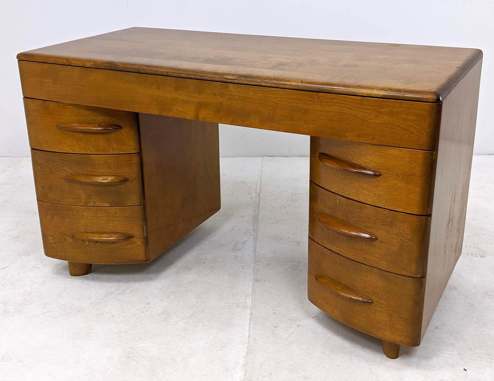 HEYWOOD WAKEFIELD Desk Vanity. Marked.  Curved Drawers. (1 of 11)
