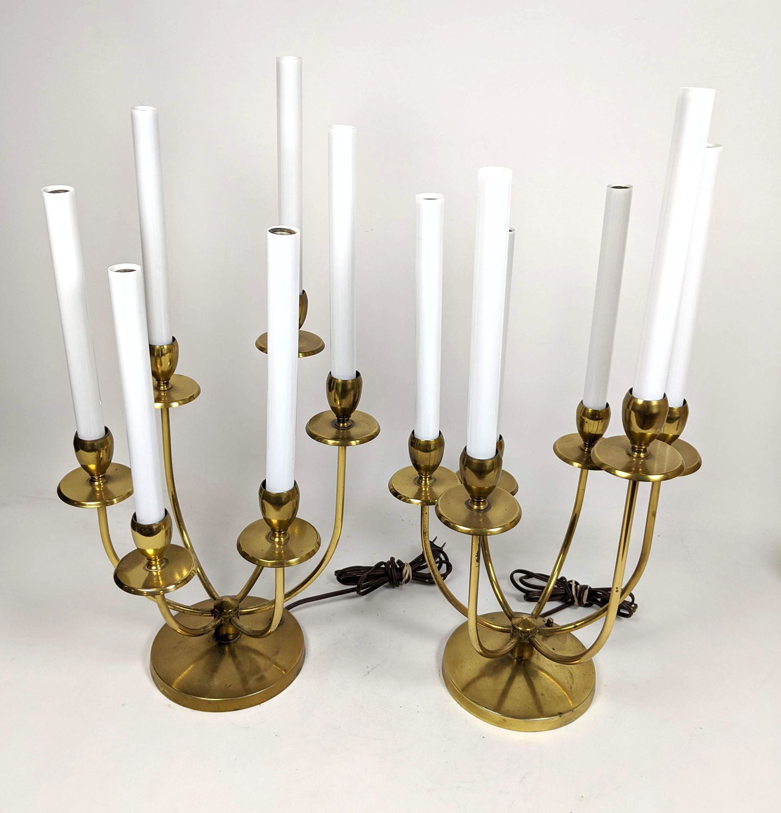 Pr Brass Parzinger style candelabra table lamps. Unmark (1 of 9)