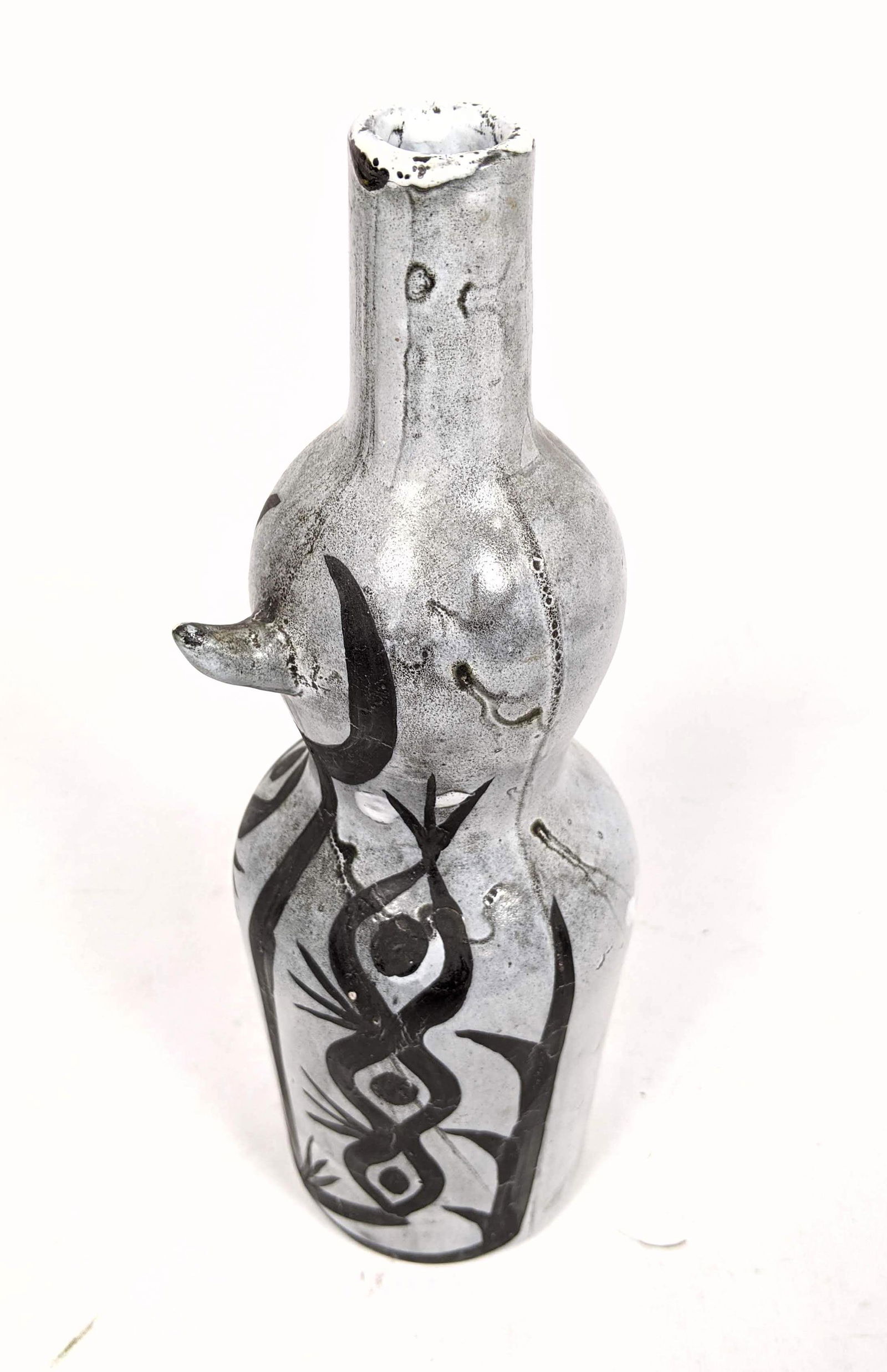 ROGER CAPRON "Vallauris" Vase with gray glaze. Figural (1 of 8)