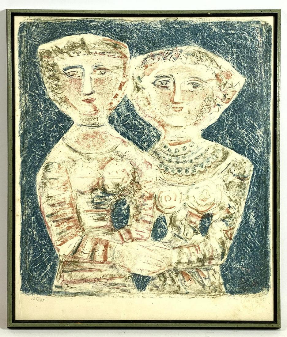 Signed Campilli 1958 Modernist Figural Lithograph. Man (1 of 5)