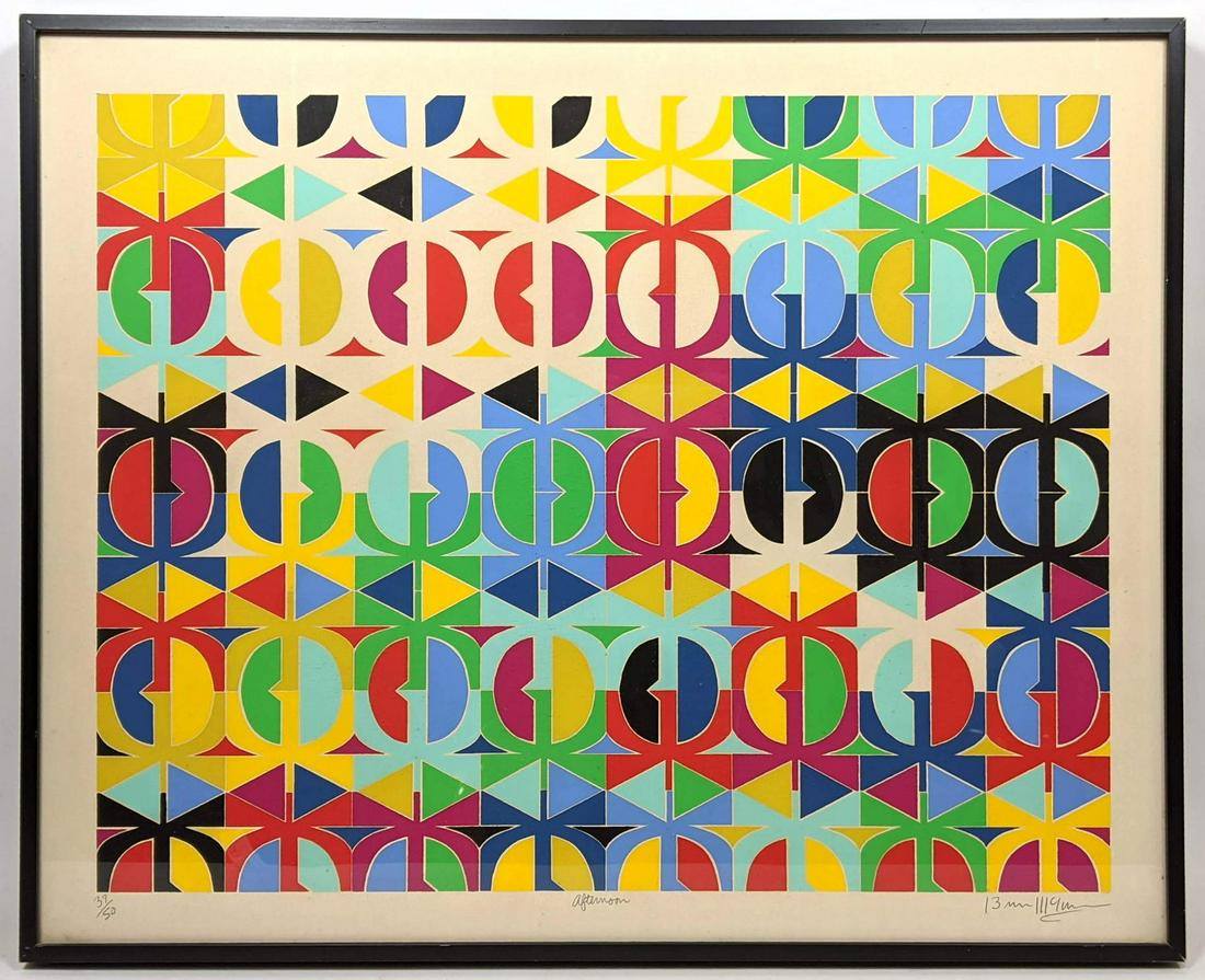 Signed Modernist Colorful Geometric Silkscreen Print. ' (1 of 8)