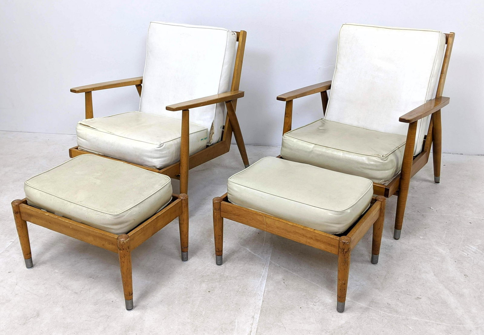 Pair American Modern Lounge Chairs and Ottomans. HILL R (1 of 18)