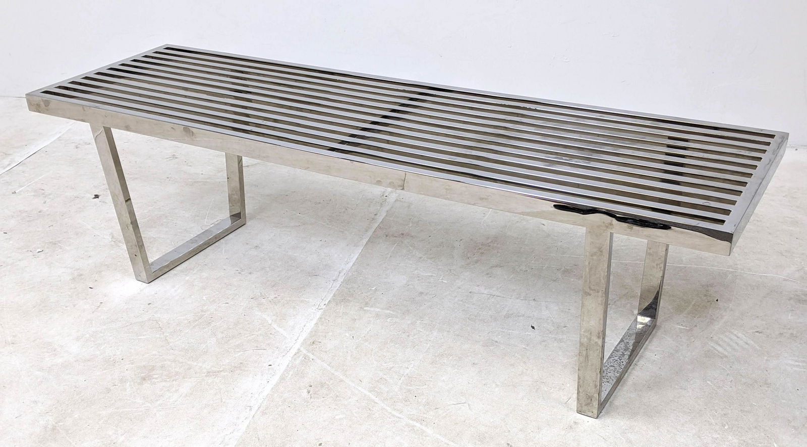 Chrome DIA style Modernist Slat Bench Table. Coffee or (1 of 8)