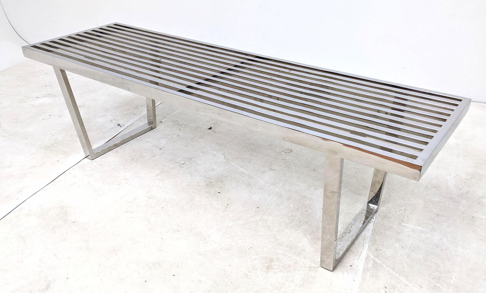 Chrome DIA style Modernist Slat Bench Table. Coffee or (1 of 10)