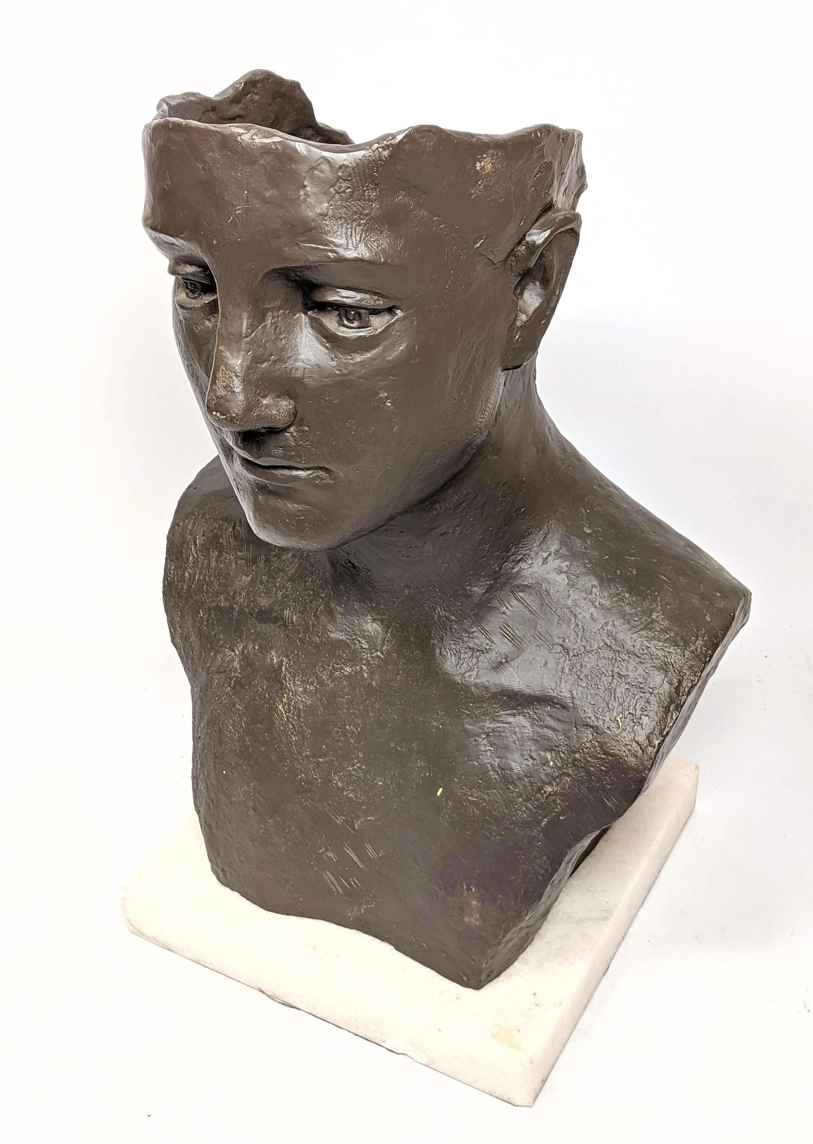 Lg Bronze Bust Figural Table Sculpture. Open head. Quar (1 of 12)