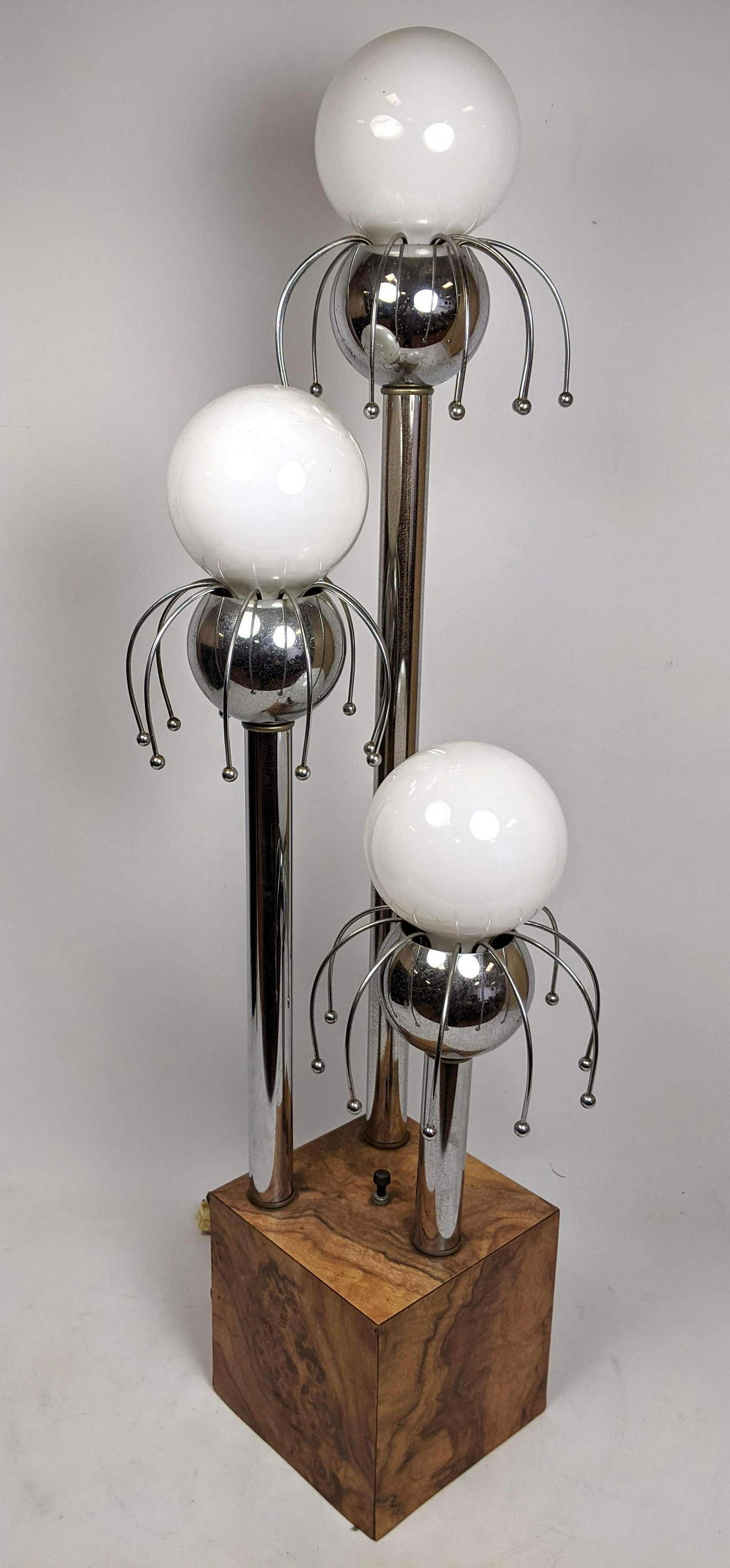 70's Modern 3 Column Chrome & Laminate Table Lamp. Faux (1 of 13)