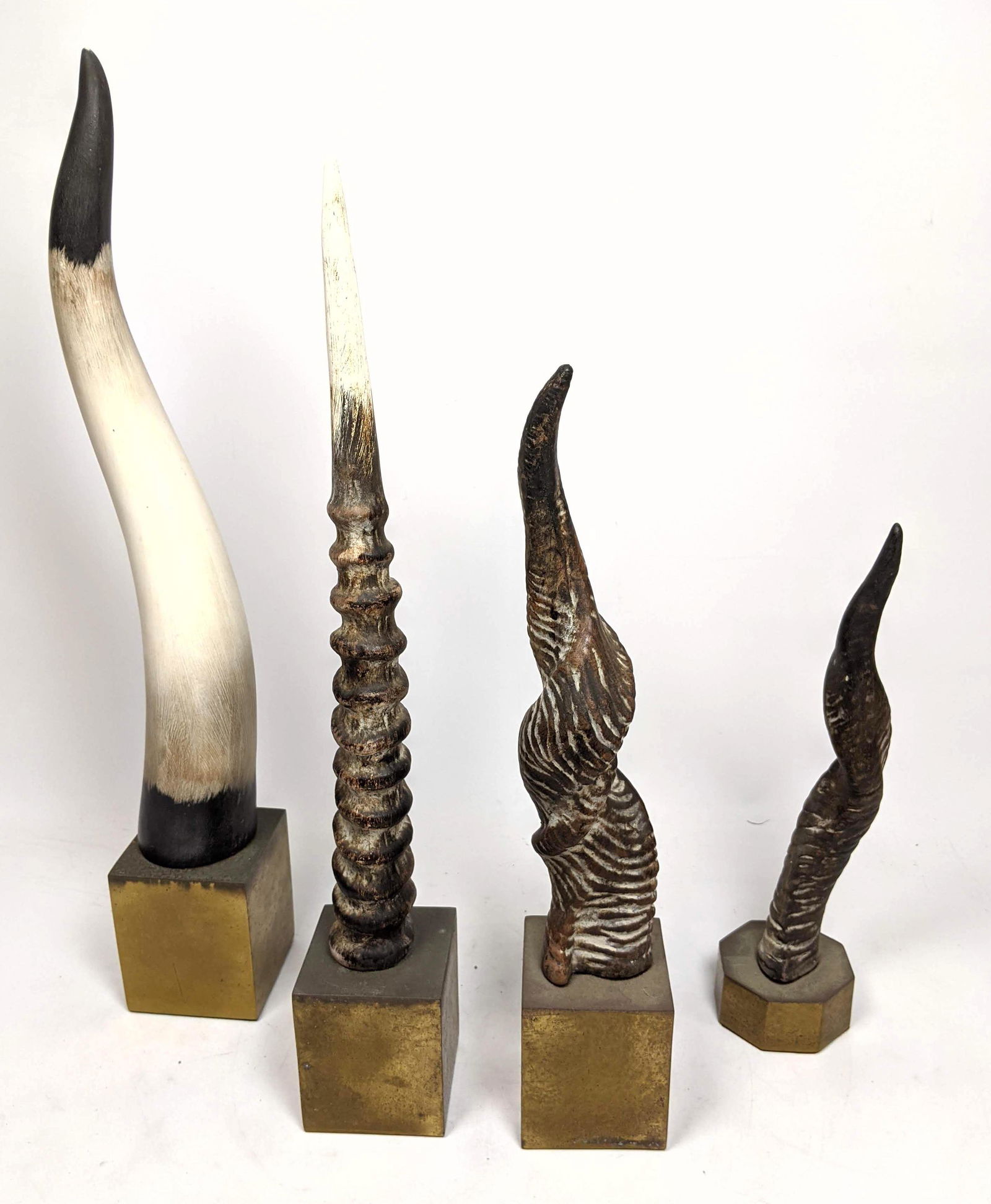 Lot of Faux Horn Table Sculpture Ceramic w/ Brass Bases (1 of 13)