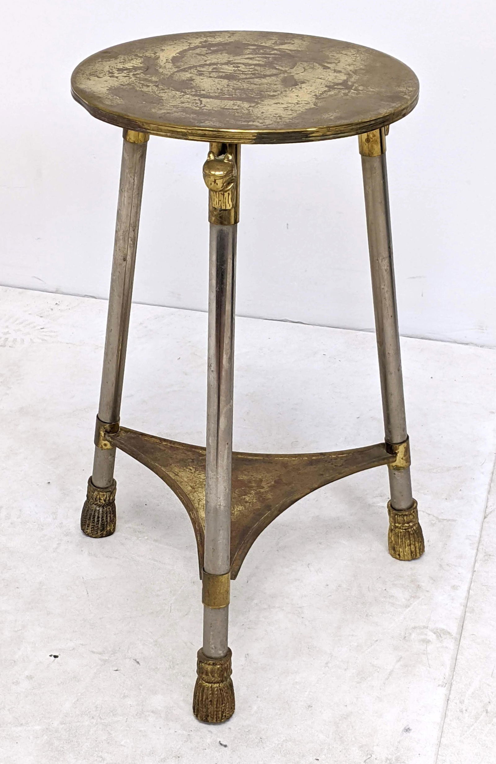 Egyptian Revival Style Stool Table. Brass TAble with Ta (1 of 12)