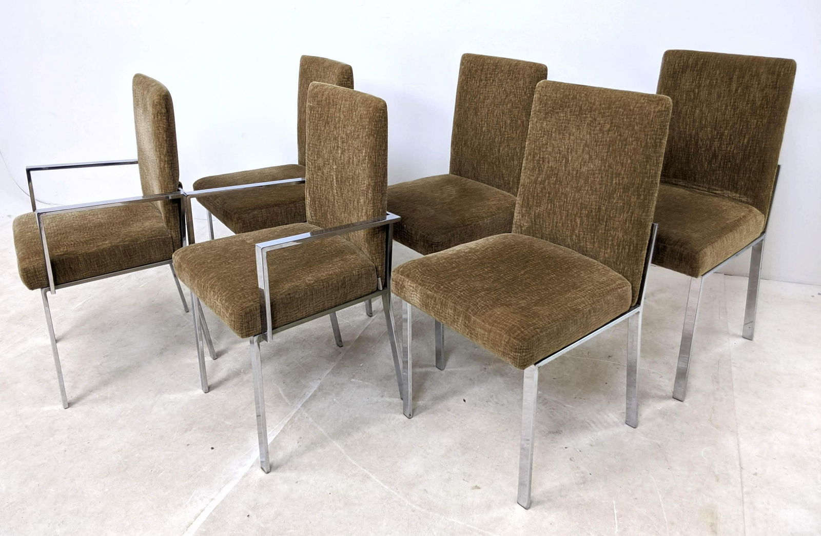 6 Milo Baughman Style Upholstered Chrome Dining Chairs. (1 of 11)