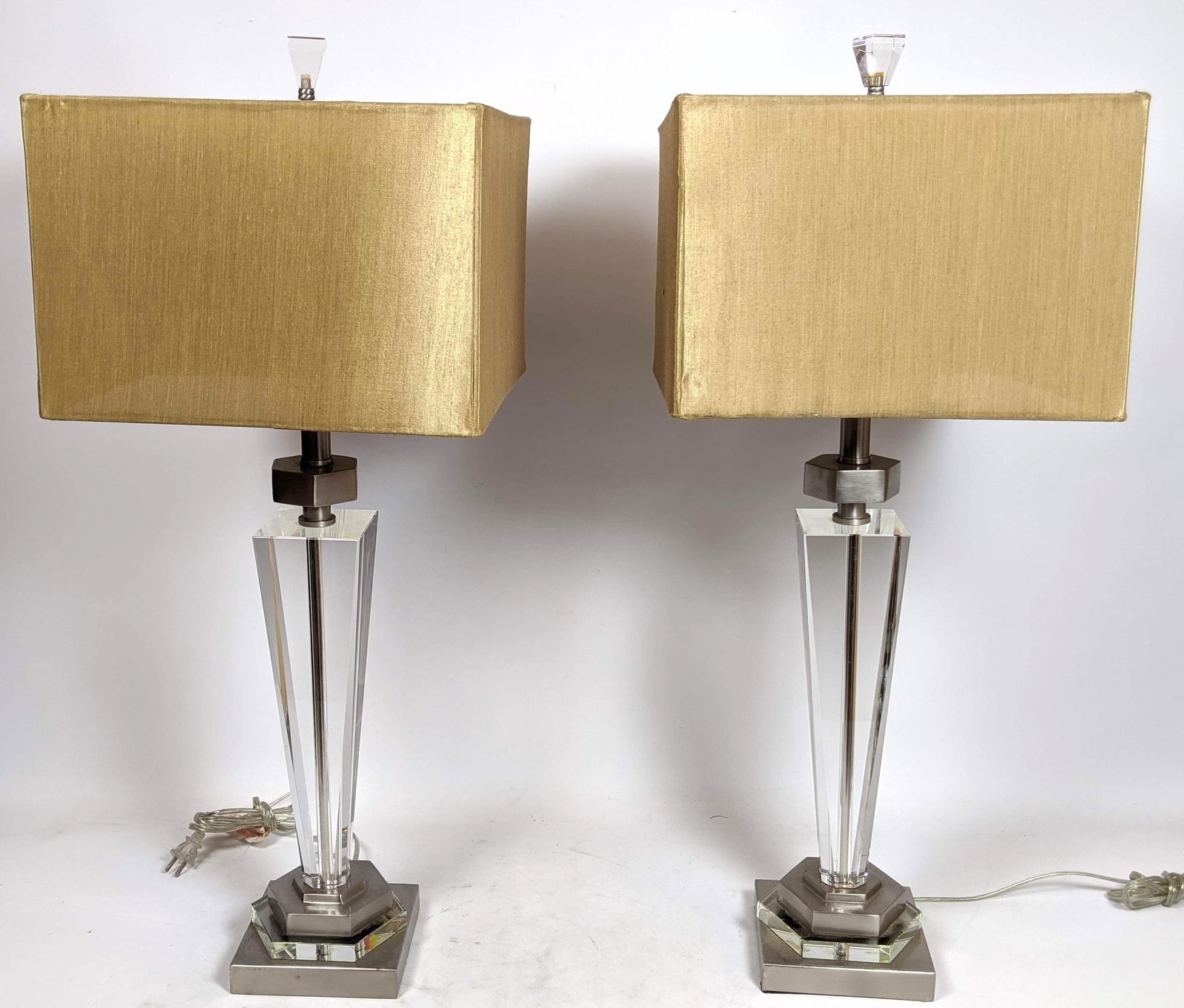 Pr Alexander John Stepped Glass & Metal Table Lamps. Sq (1 of 15)