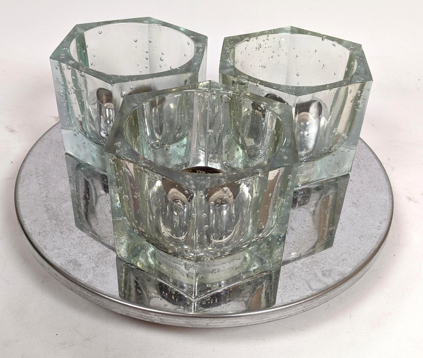 Modernist Chrome & Bubble Glass Shade Ceiling Light Fix (1 of 12)