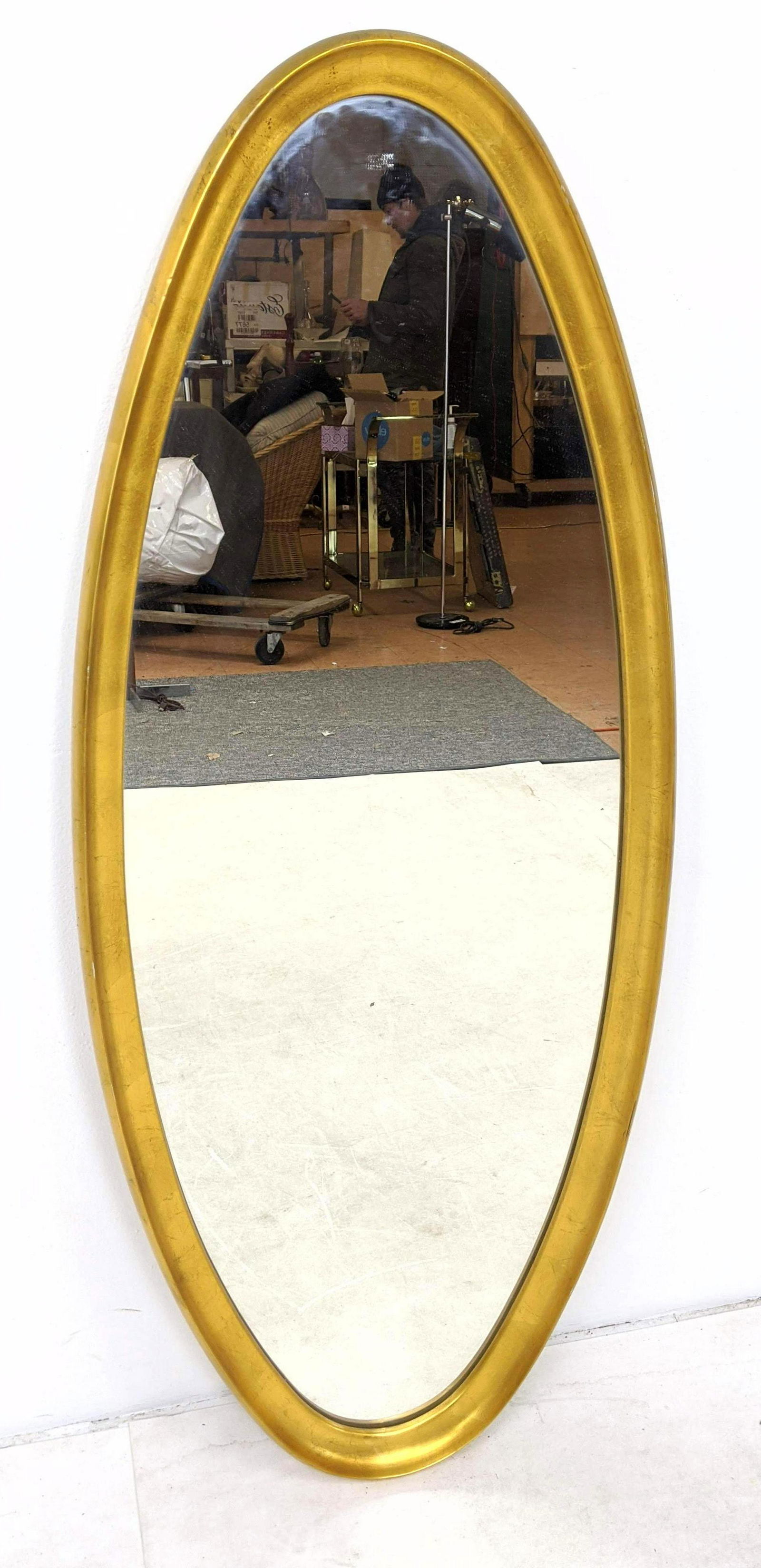 Decorator Gilt Finish Beveled Frame Oval Wall Mirror. (1 of 8)