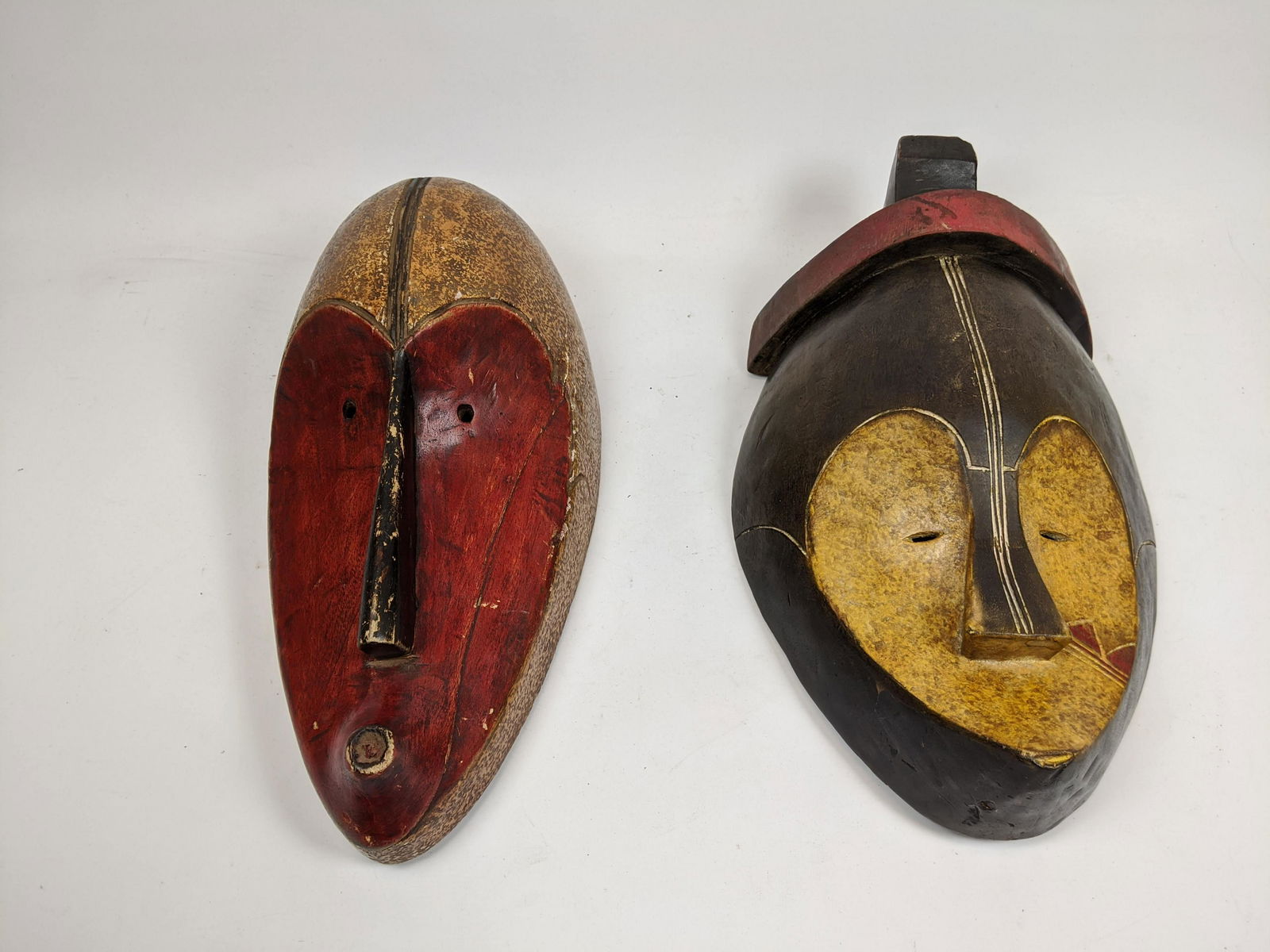 2pc Tribal Ethnic Carved Wood Painted Face Masks. Both (1 of 12)