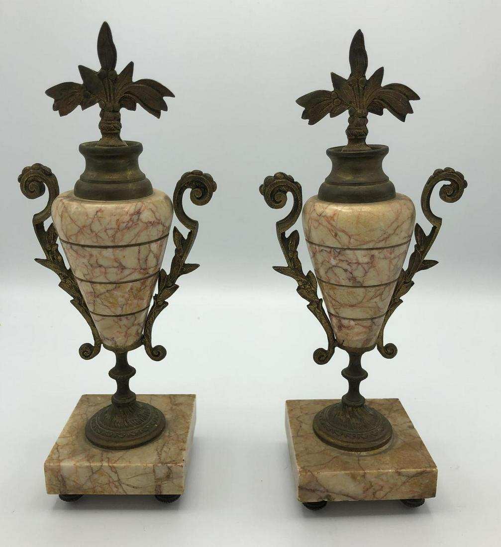Pr Marble Bronze Continental Garnitures. Richly veined (1 of 9)