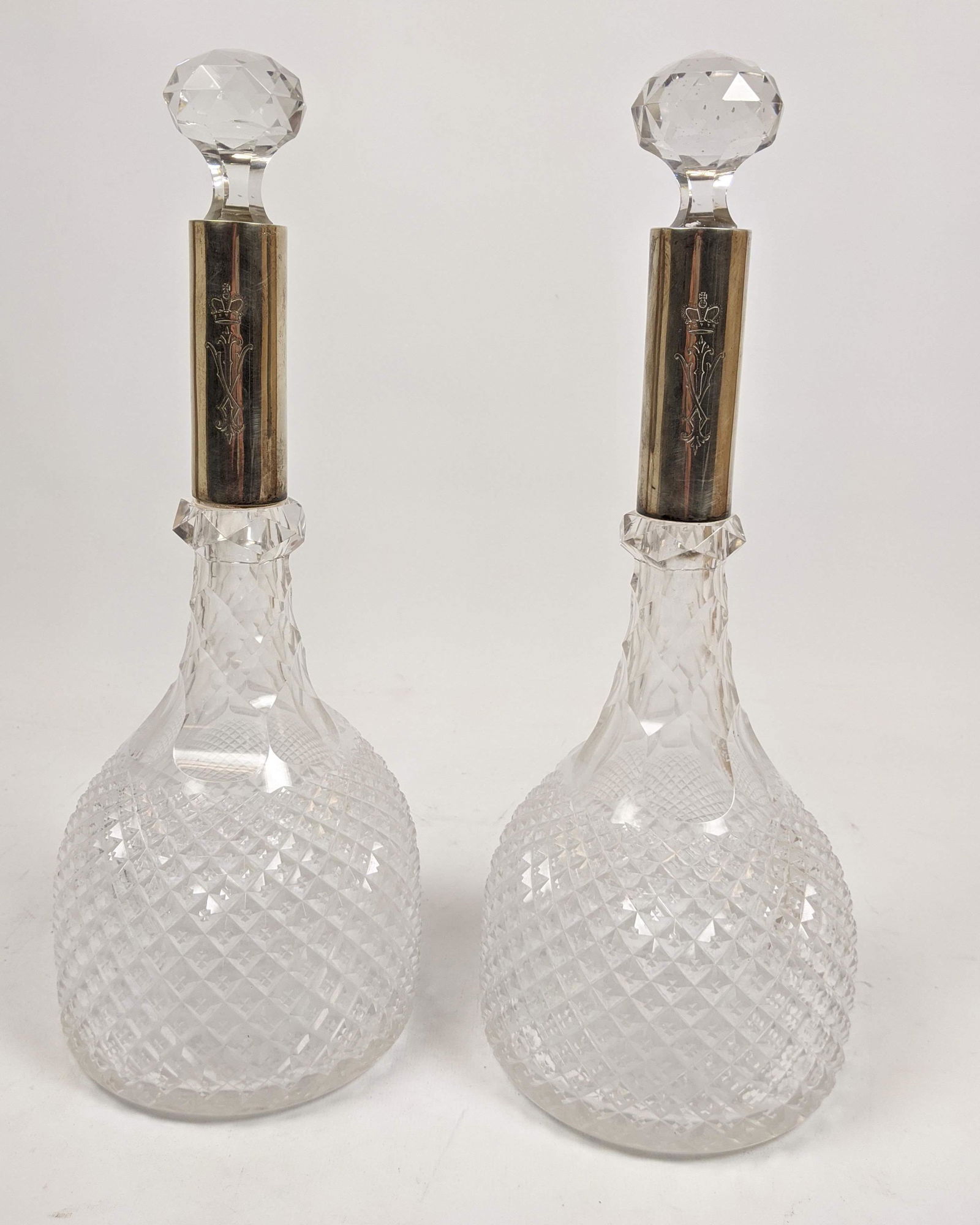 Pr Elegant Cut Crystal 800 Silver Decanters. Decorative (1 of 15)