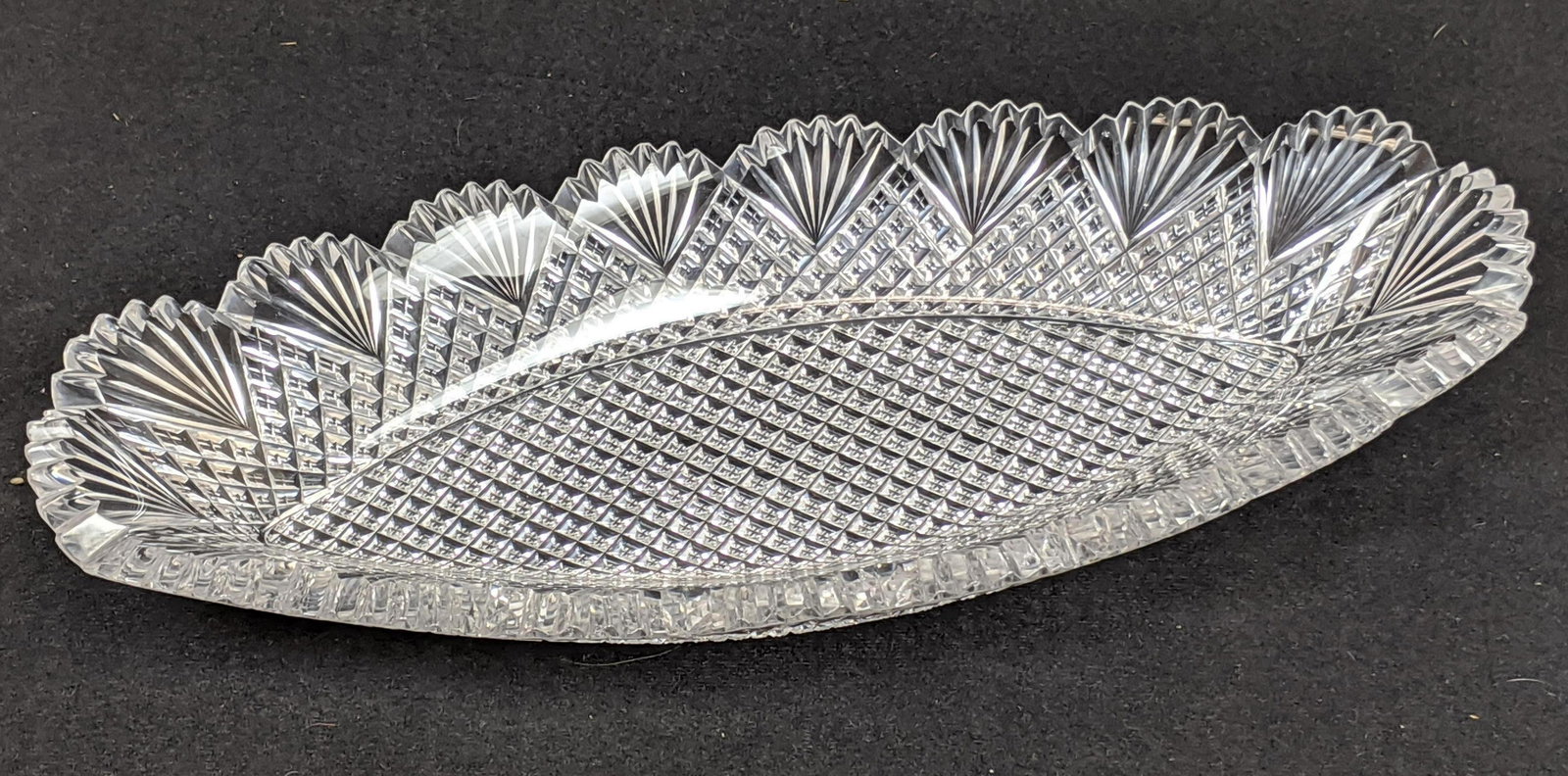 Elegant Cut Crystal Antique Serving Bowl. Low almond fo (1 of 11)