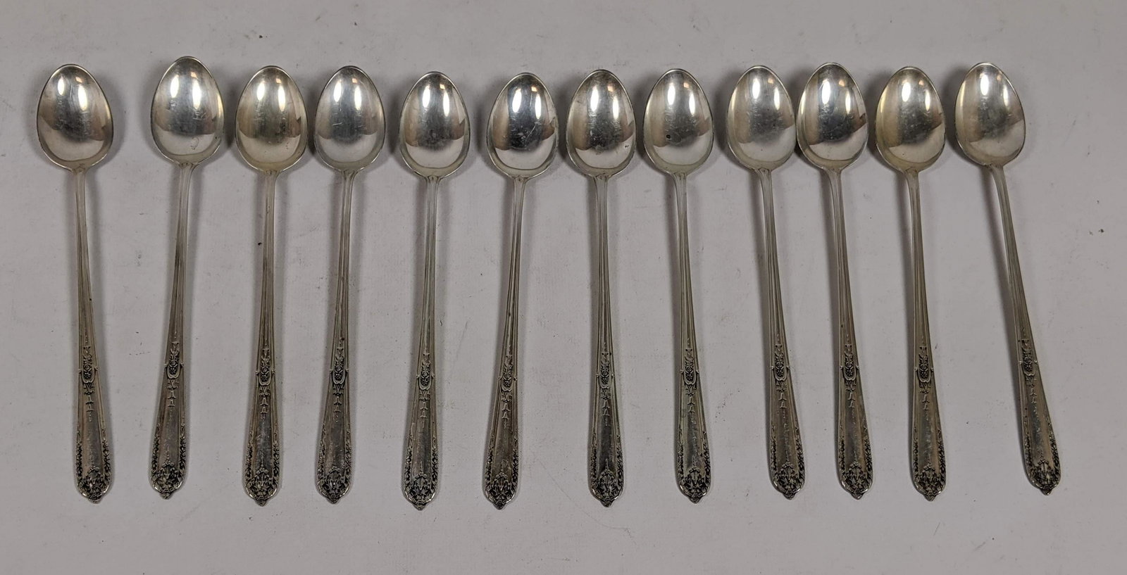 Set of 12 GORHAM ALVIN Sterling Silver Iced Tea Spoons. (1 of 8)