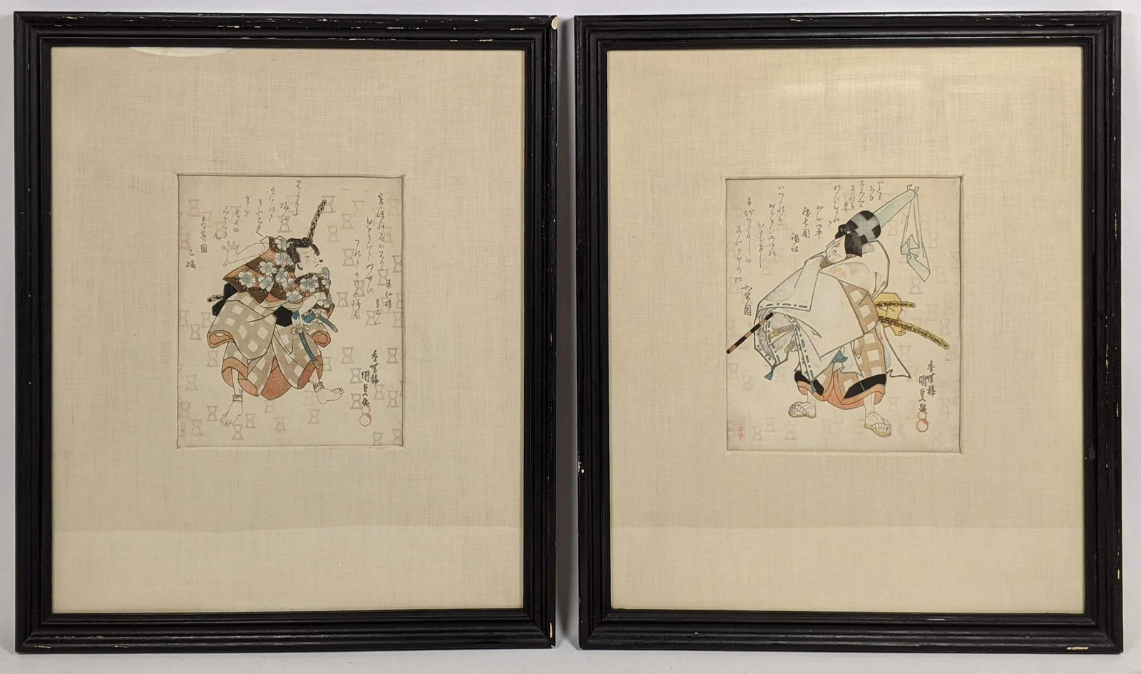 Pr Japanese Woodblock Prints. Signed. Samurai warriors. (1 of 7)