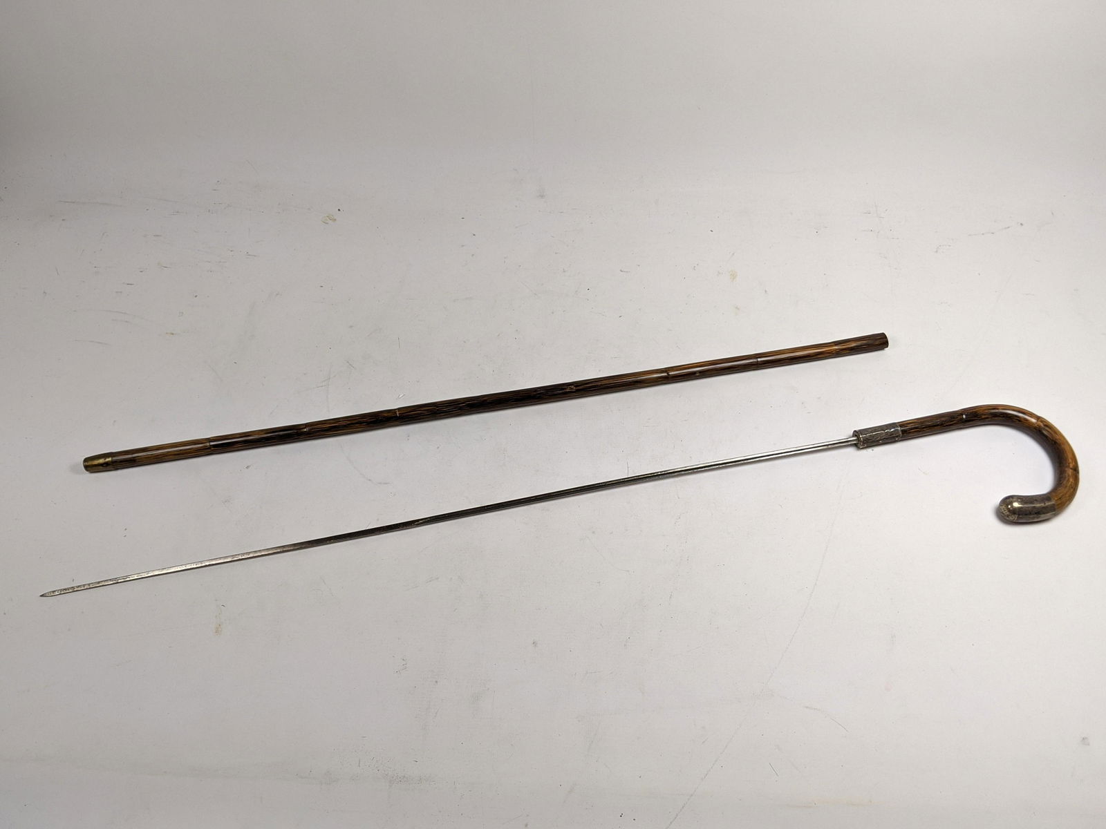 G) Antique Bamboo Hidden Sword Walking Stick Cane. Arch (1 of 9)