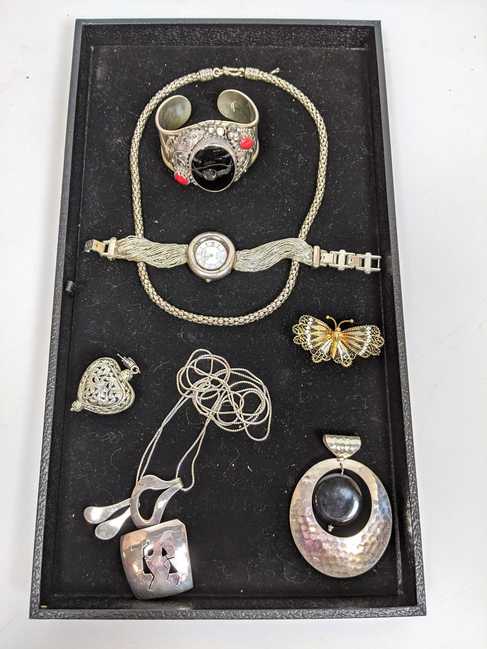 8pc Artisan Sterling Silver Jewelry. Watch, bracelet, n (1 of 20)