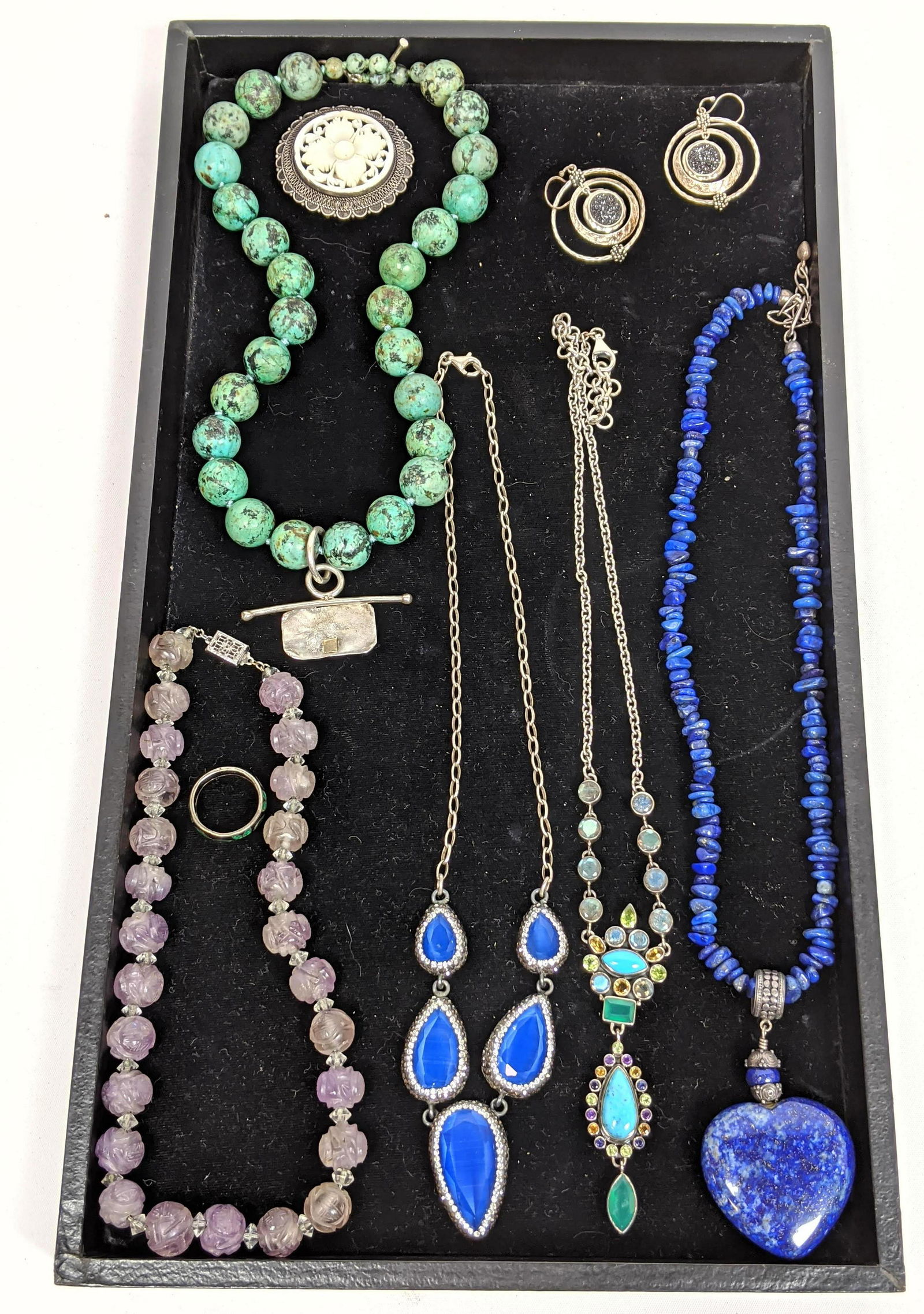 9pc Sterling Silver Artisan Jewelry. Turquoise bead nec (1 of 18)