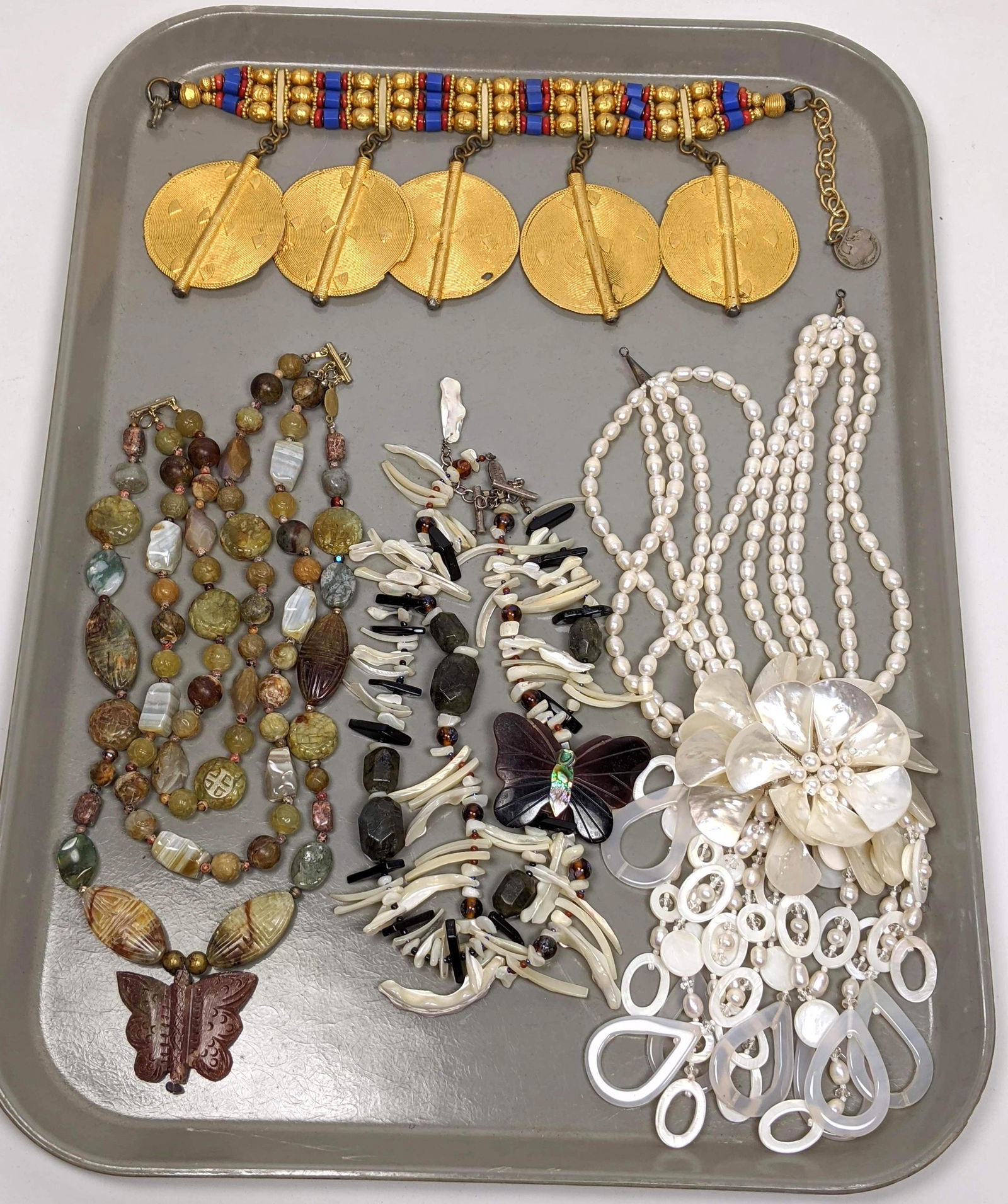 4pc Runway Beaded Necklace Costume Jewelry. Tribal bead (1 of 12)