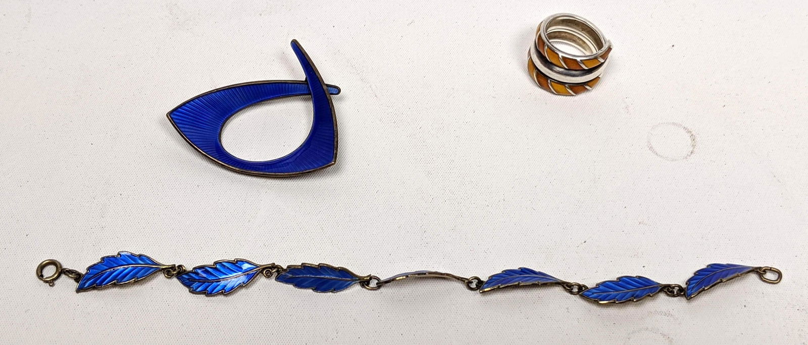 3pc Scandinavian Sterling Enamel Modernist Jewelry lot. (1 of 10)