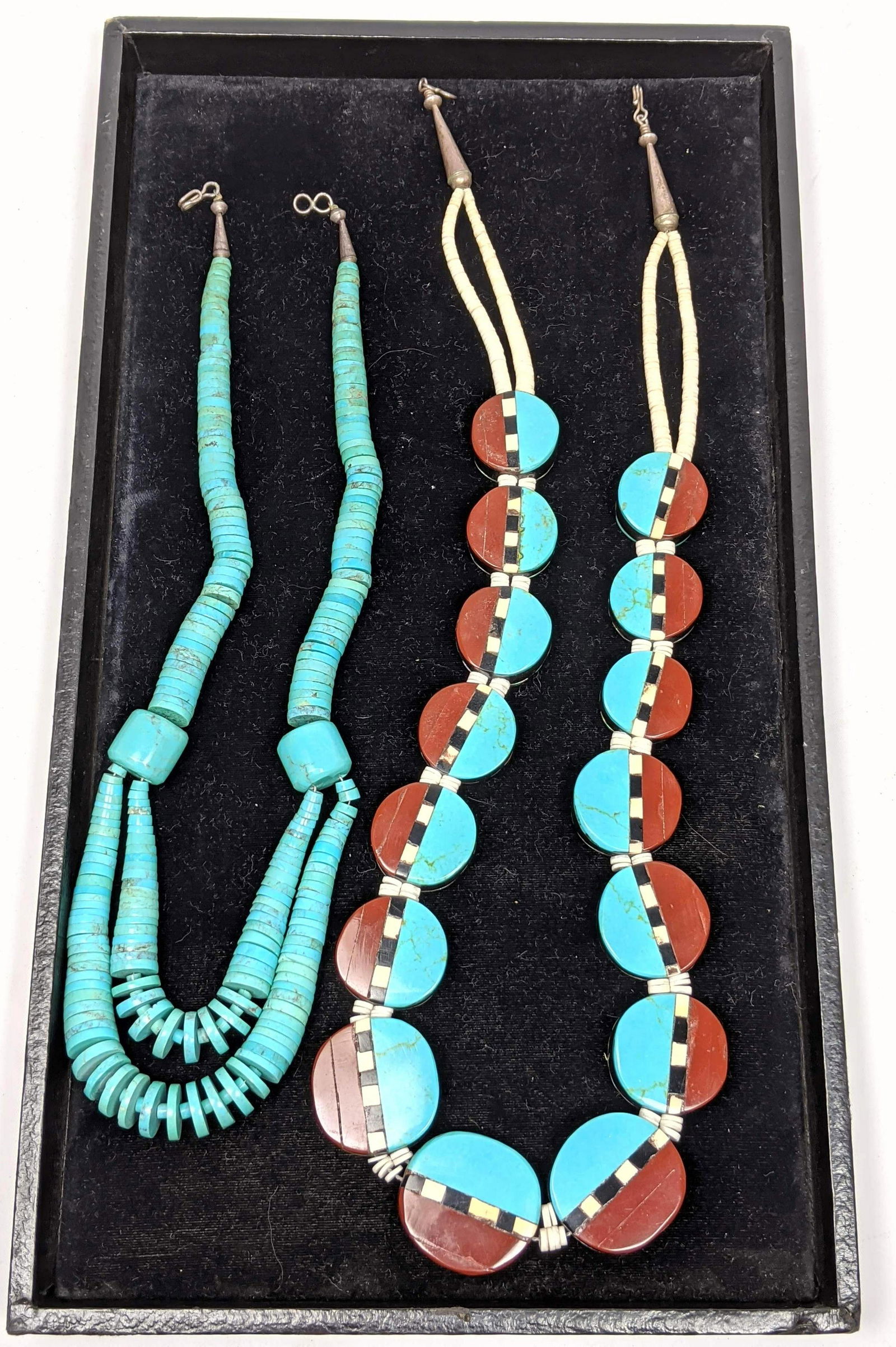 2pc Native American Indian Turquoise Necklaces. 1) Grad (1 of 7)