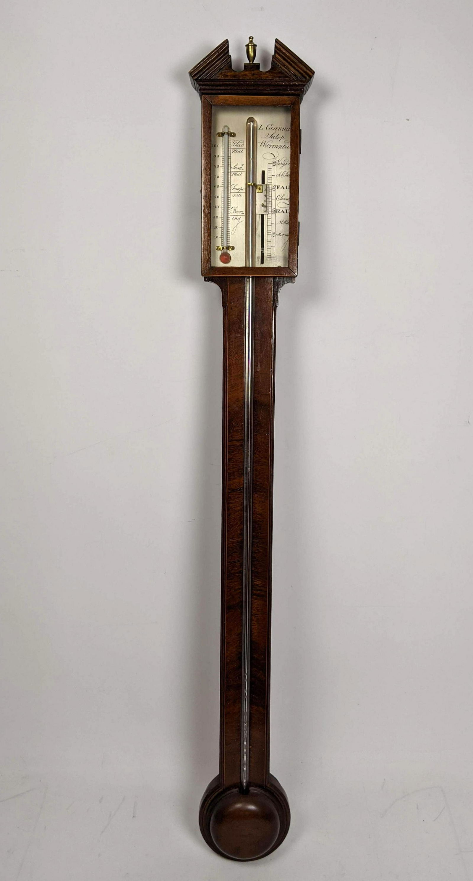 Antique L GIANNA SALOP Mahogany Stick Barometer. (1 of 8)
